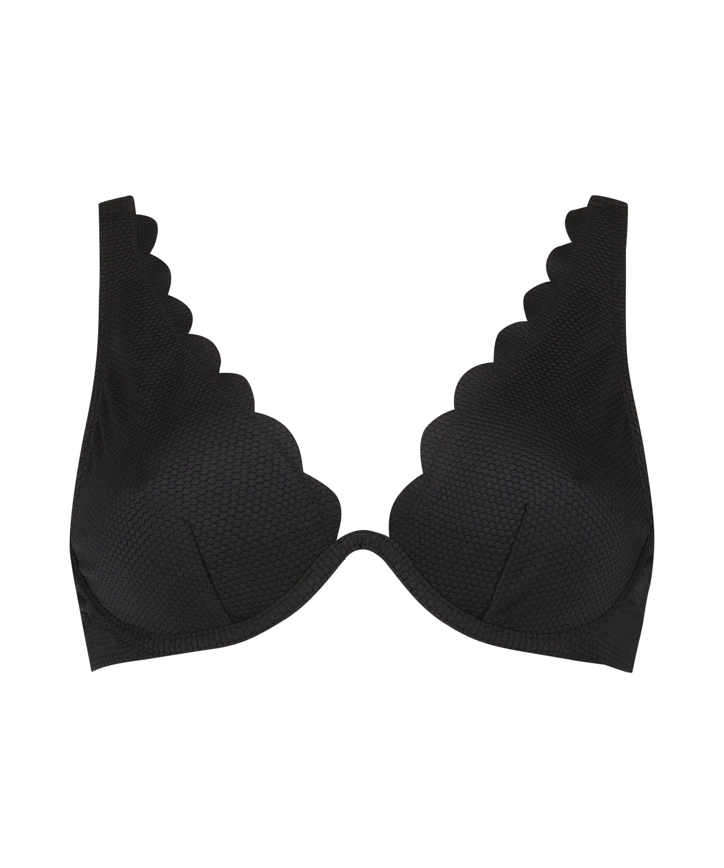 Haut de bikini &agrave; armatures non pr&eacute;form&eacute; Scallop, Noir, main