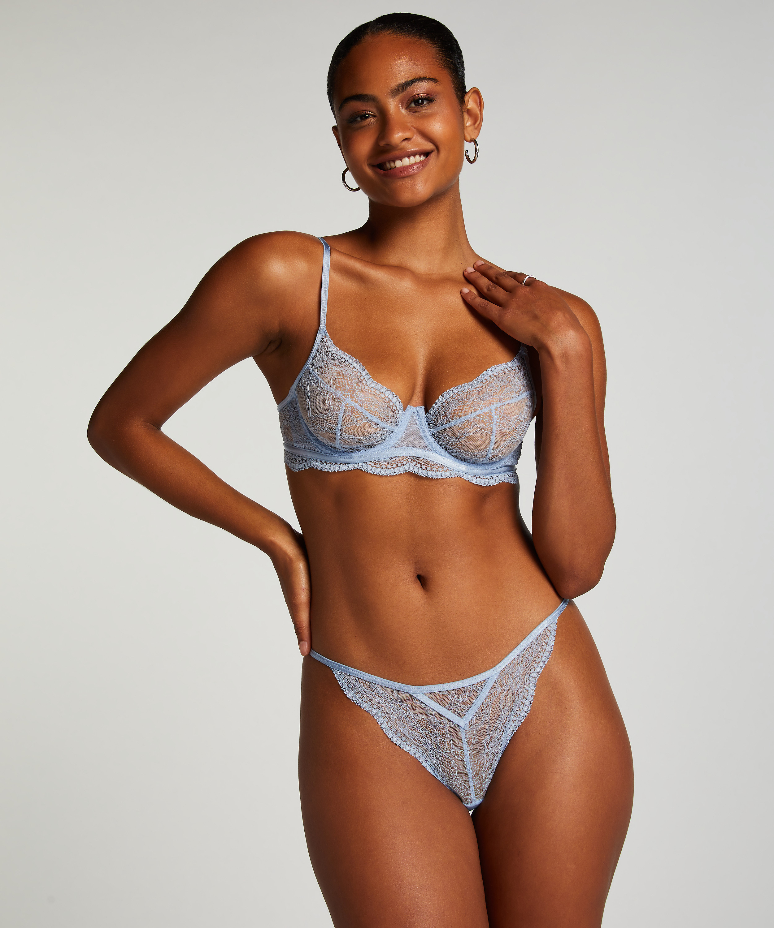 Soutien-gorge non-rembourr&eacute; &agrave; armatures Isabelle, Bleu, main