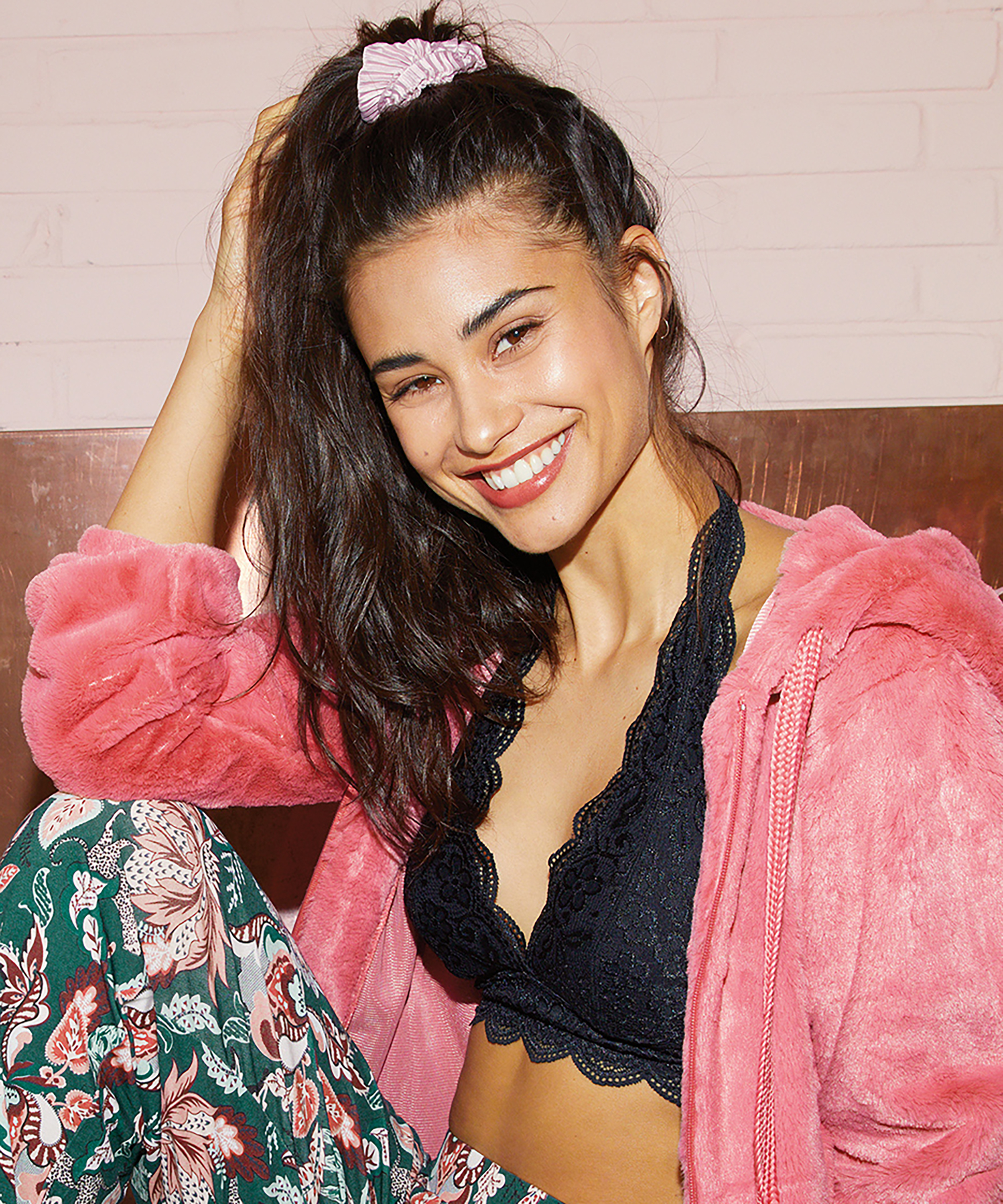 Halter bralette Lace, Zwart, main