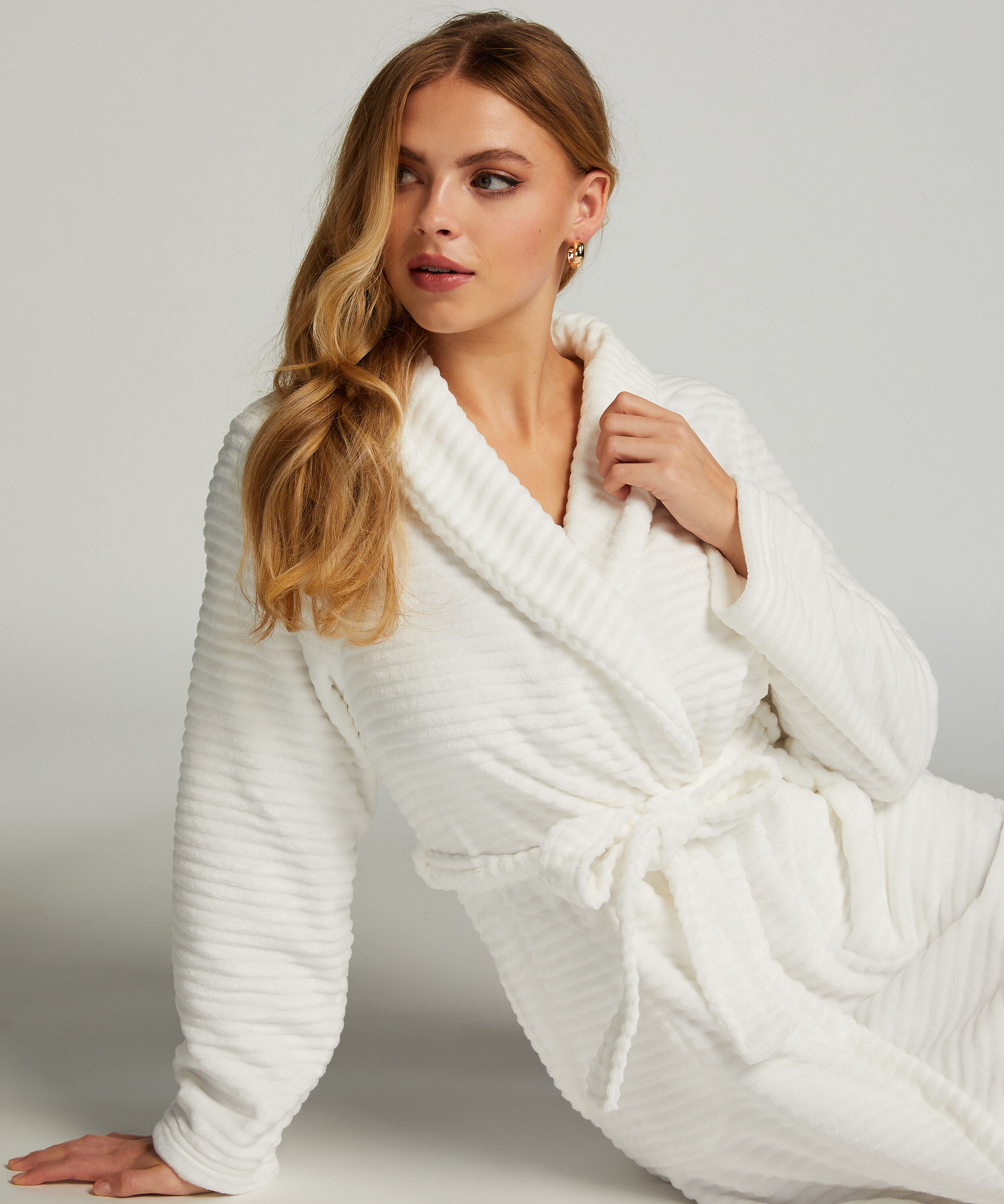 Long peignoir en molleton avec fermeture à glissière