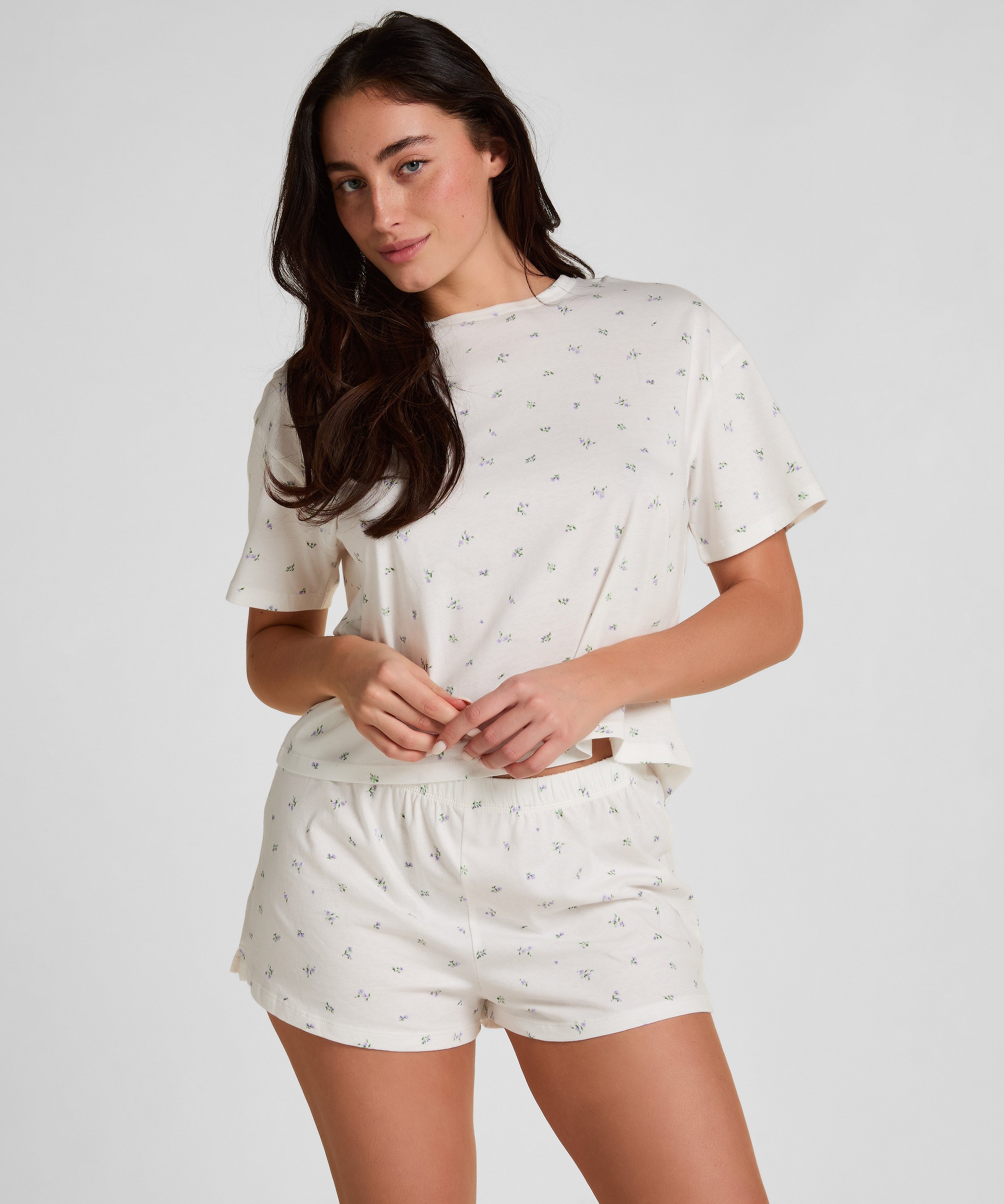 Pyjama set de coton, Blanc, main