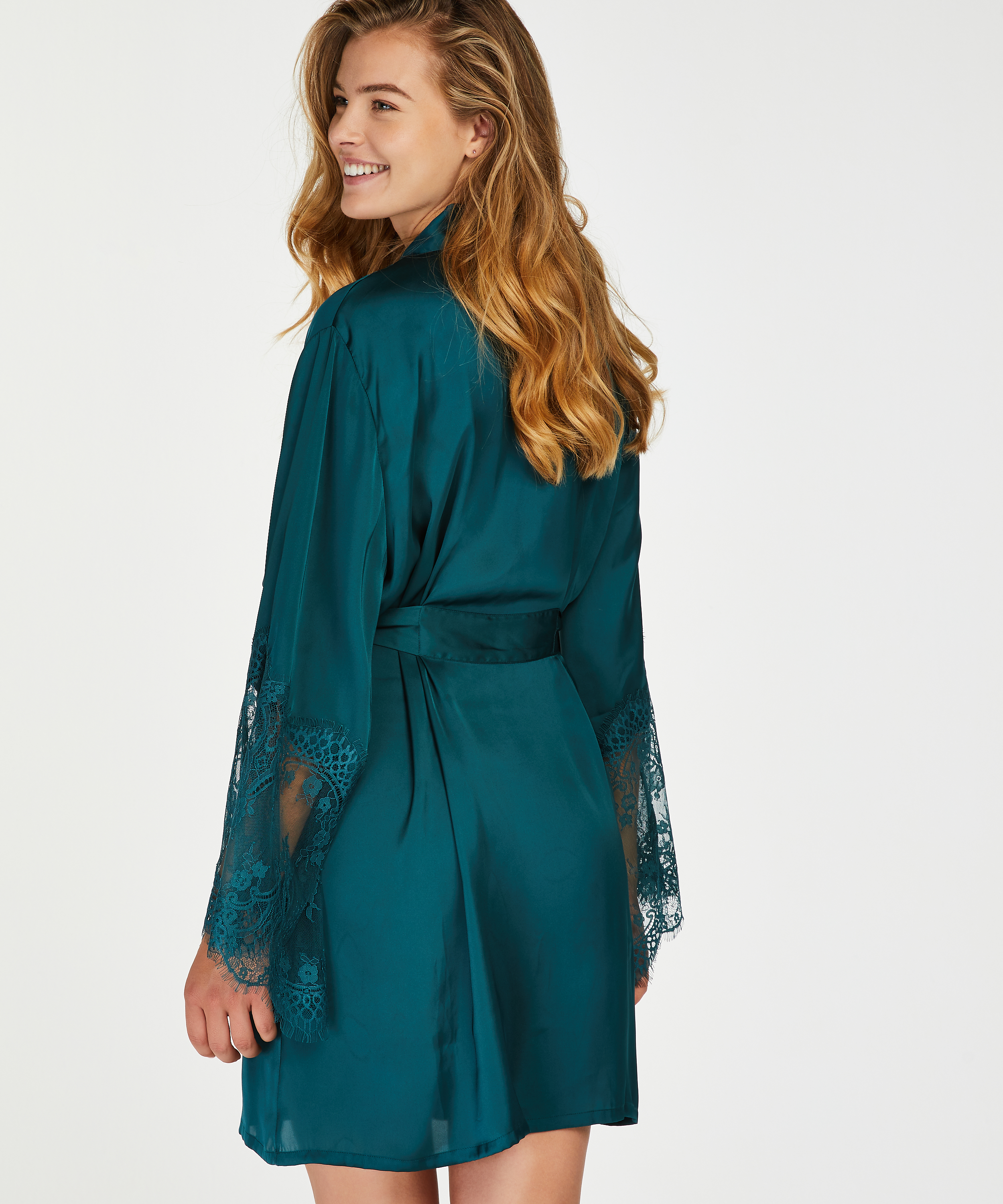 Kimono Satin, Blauw, main