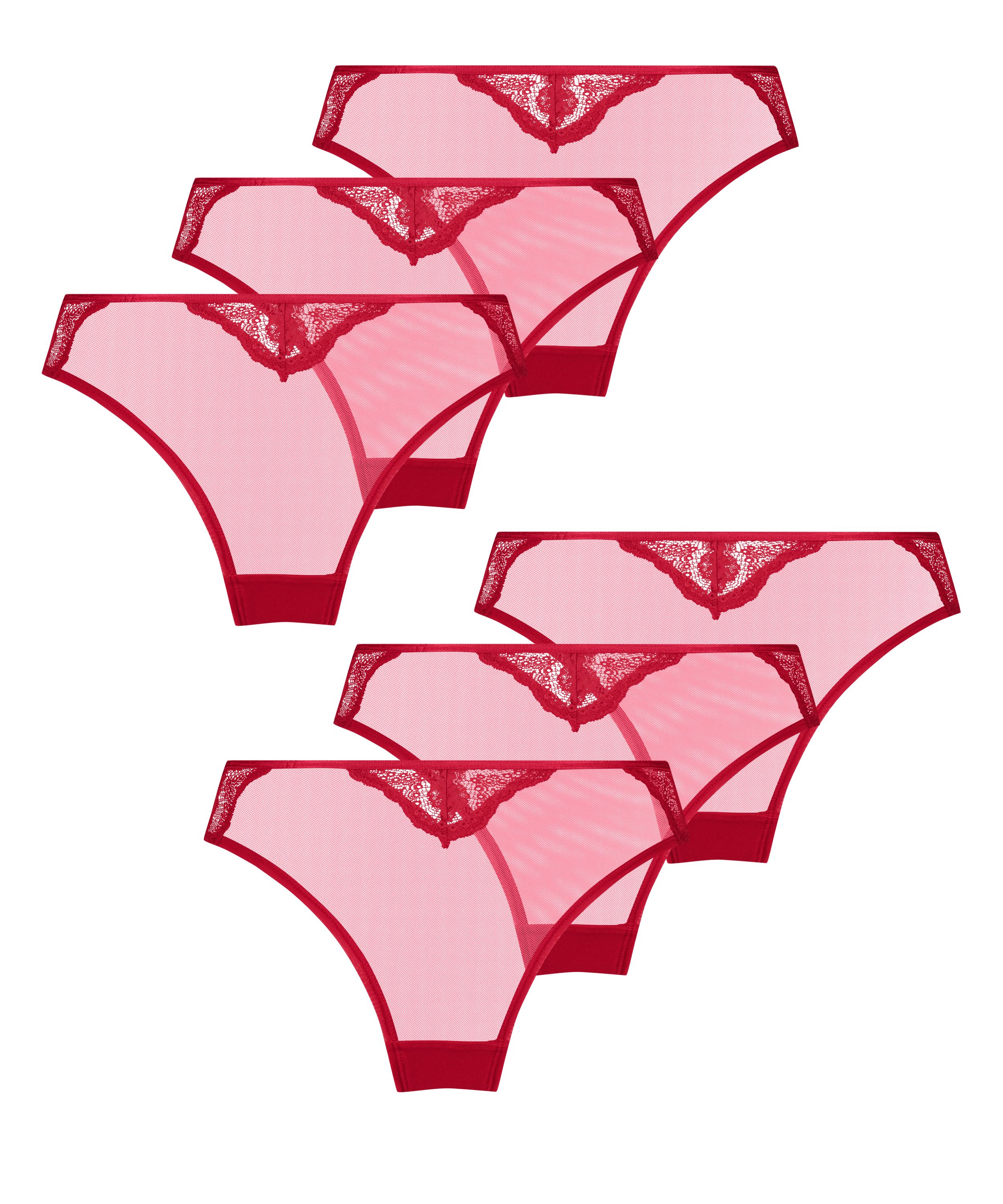 Lot de 6 slips br&eacute;siliens, Rouge, main