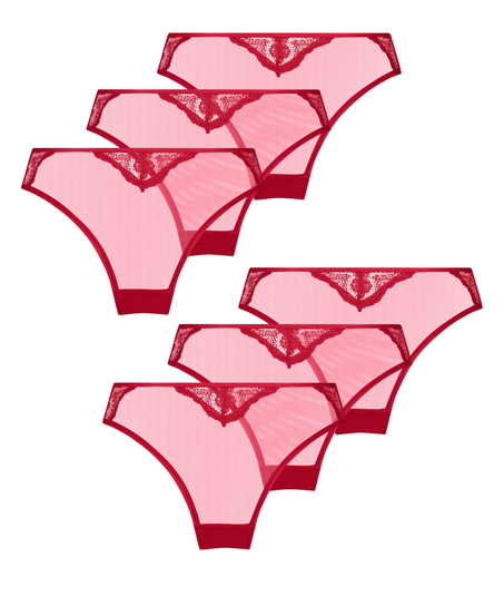Lot de 6 slips br&eacute;siliens, Rouge