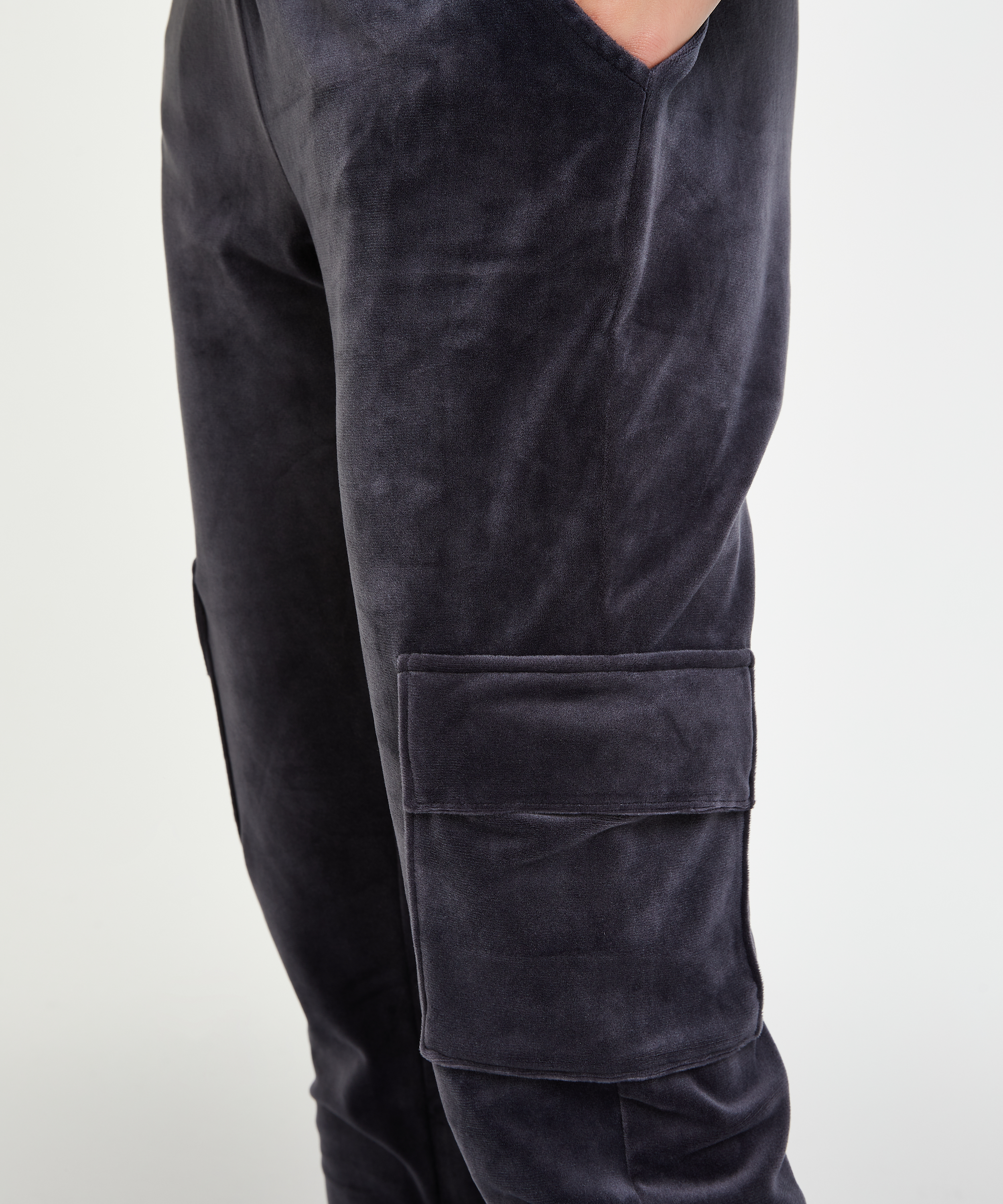 Joggingbroek Velours Cargo, Grijs, main