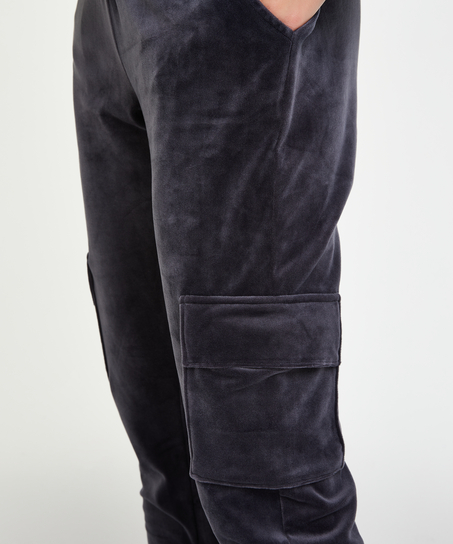 Joggingbroek Velours Cargo, Grijs