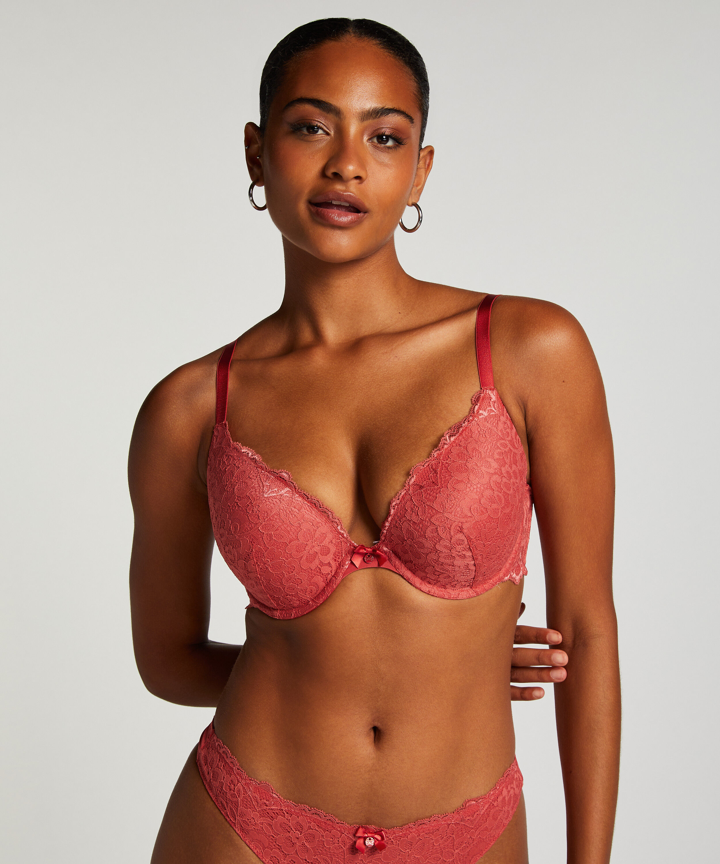 Voorgevormde push-up beugel bh Marine, Rood