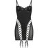 Slip dress mesh lace-up, Noir