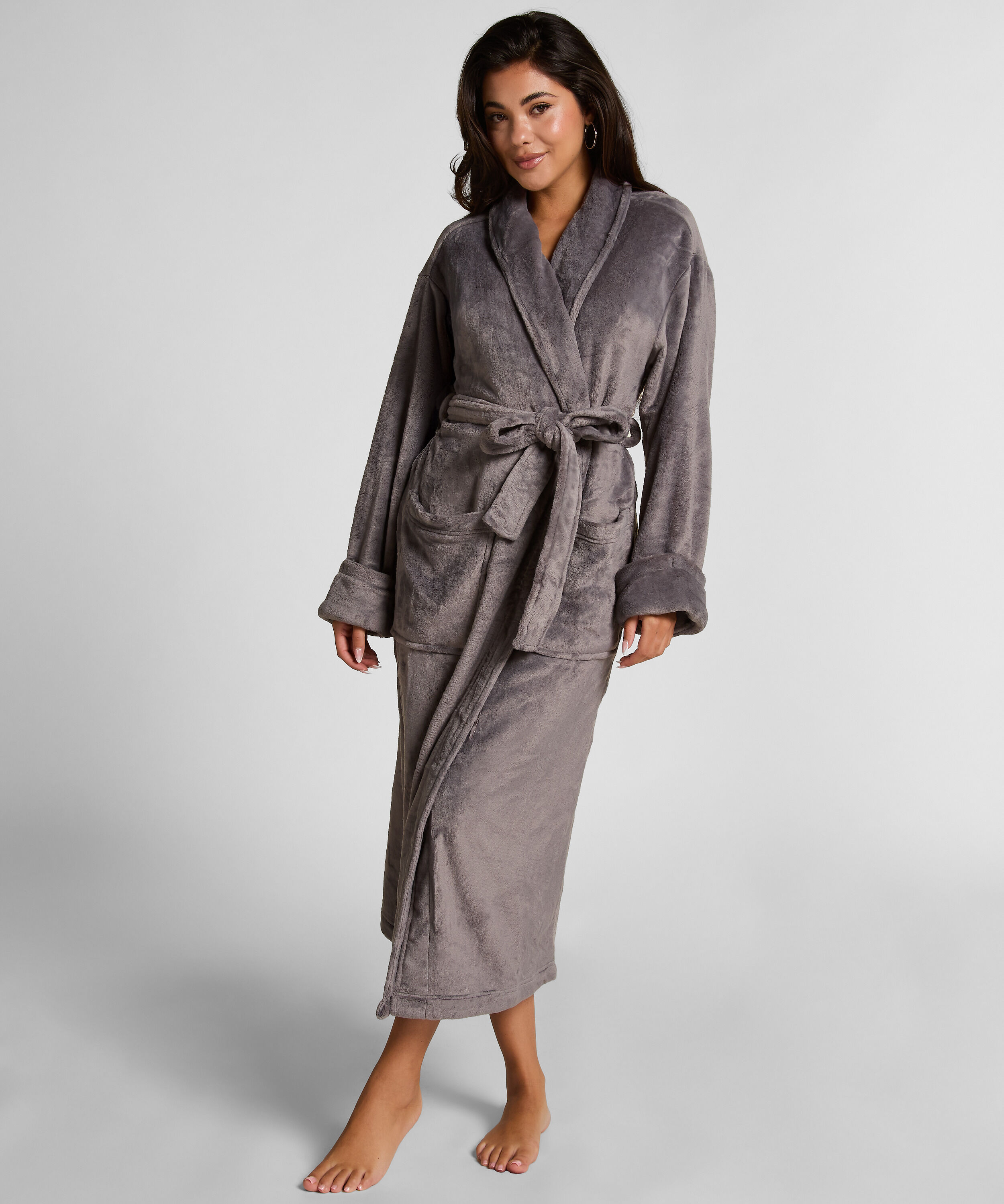 Peignoir en polaire douce, Gris Peignoir en polaire douce, Gris