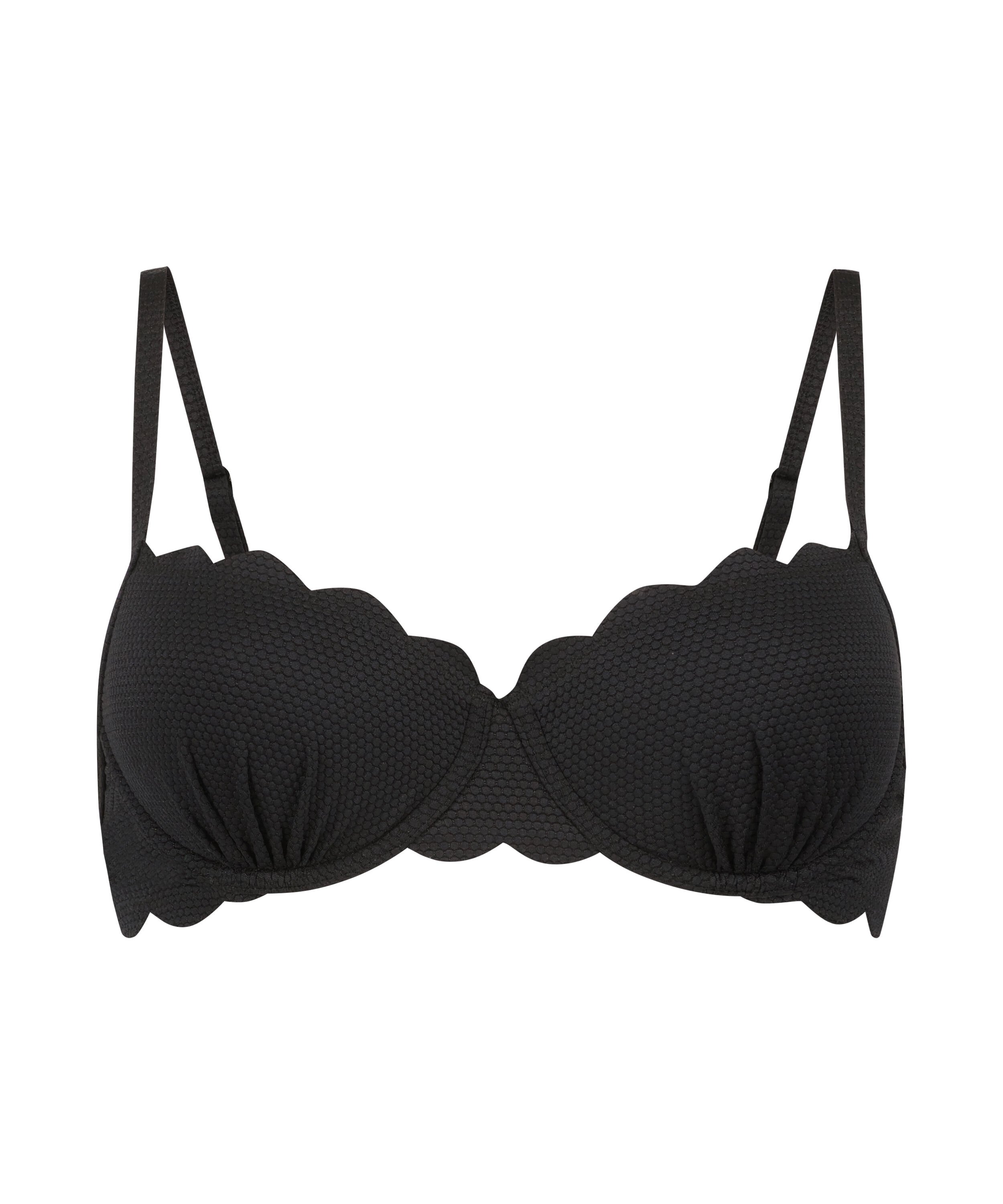 Haut de bikini préformé à armatures Scallop, Noir