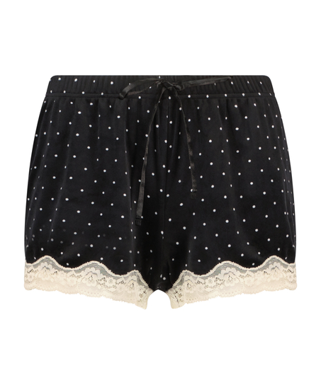 Pyjama short velours, Zwart