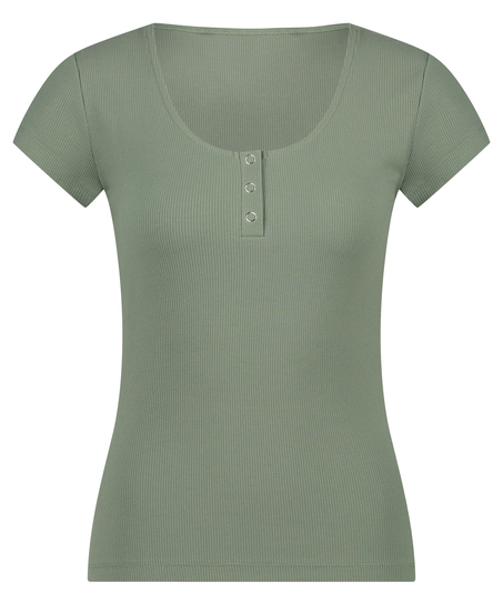 Haut de pyjama manches courtes Henley, Vert