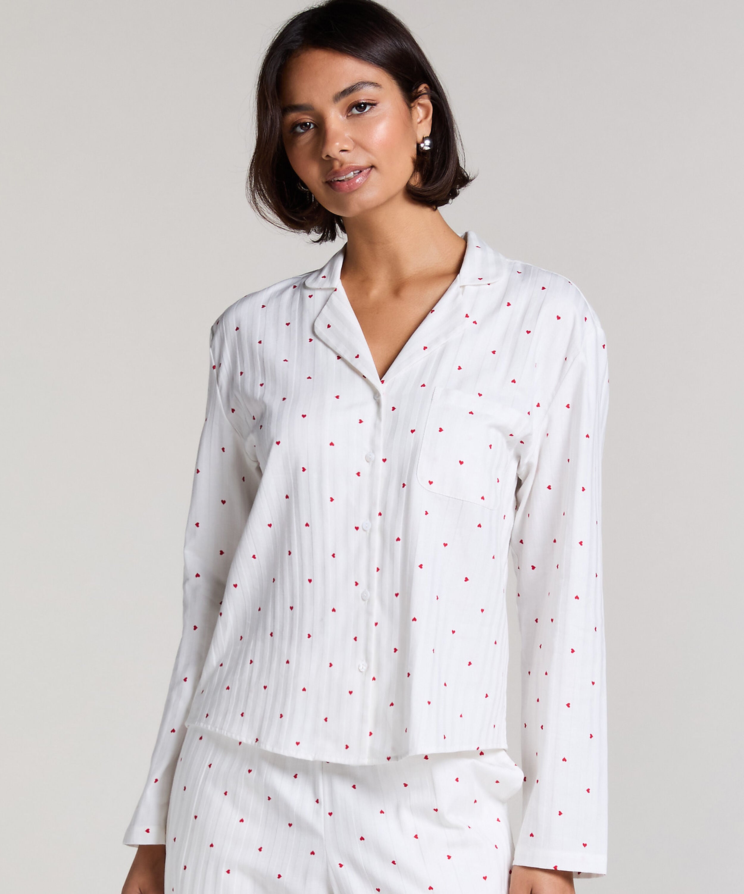 Jacquard Pyjamashirt met Lange Mouwen