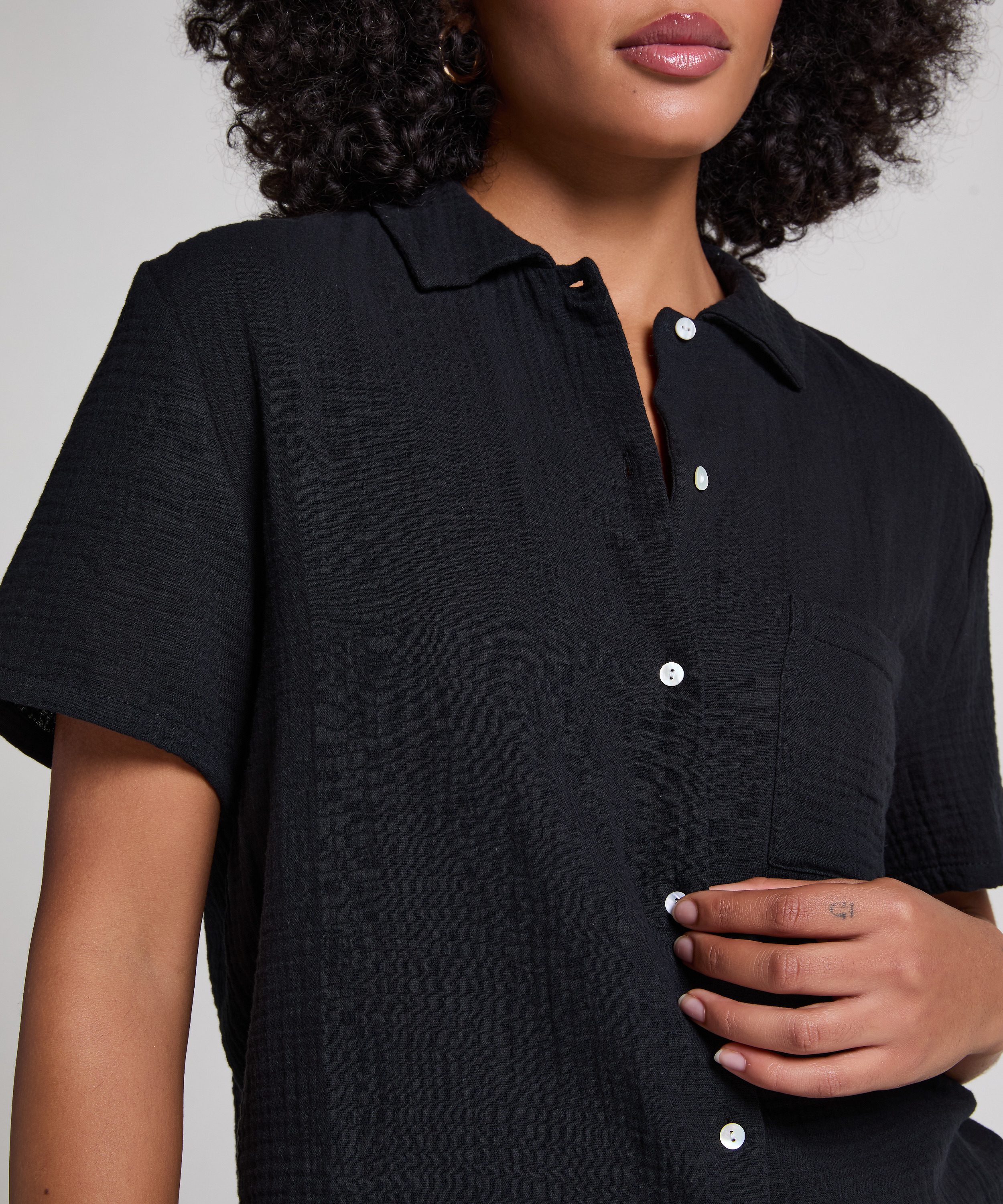 Mousseline Jacket, Zwart, main