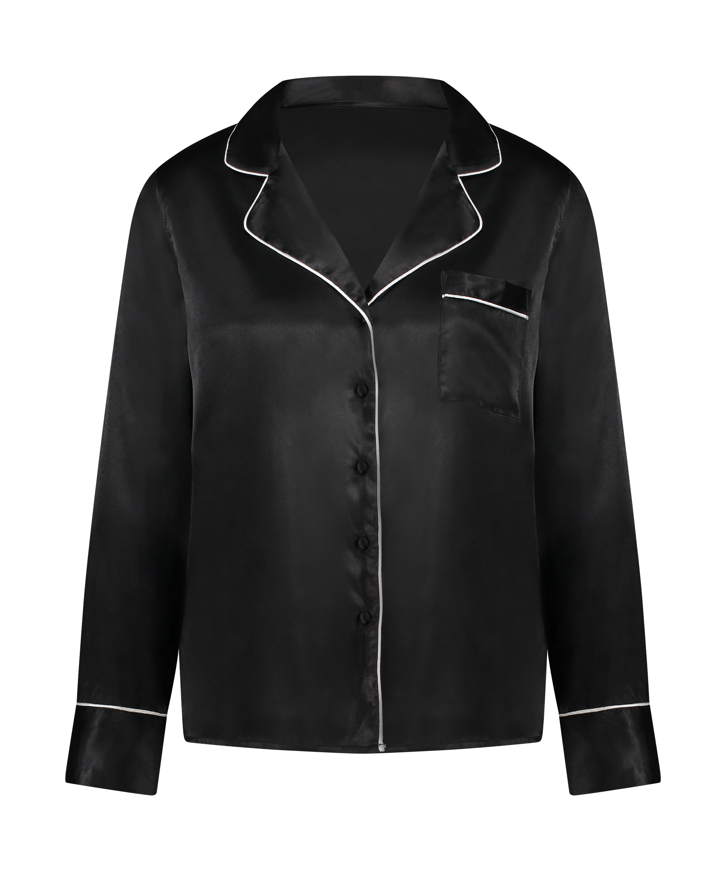 Jacket lange mouwen Satijn, Zwart, main