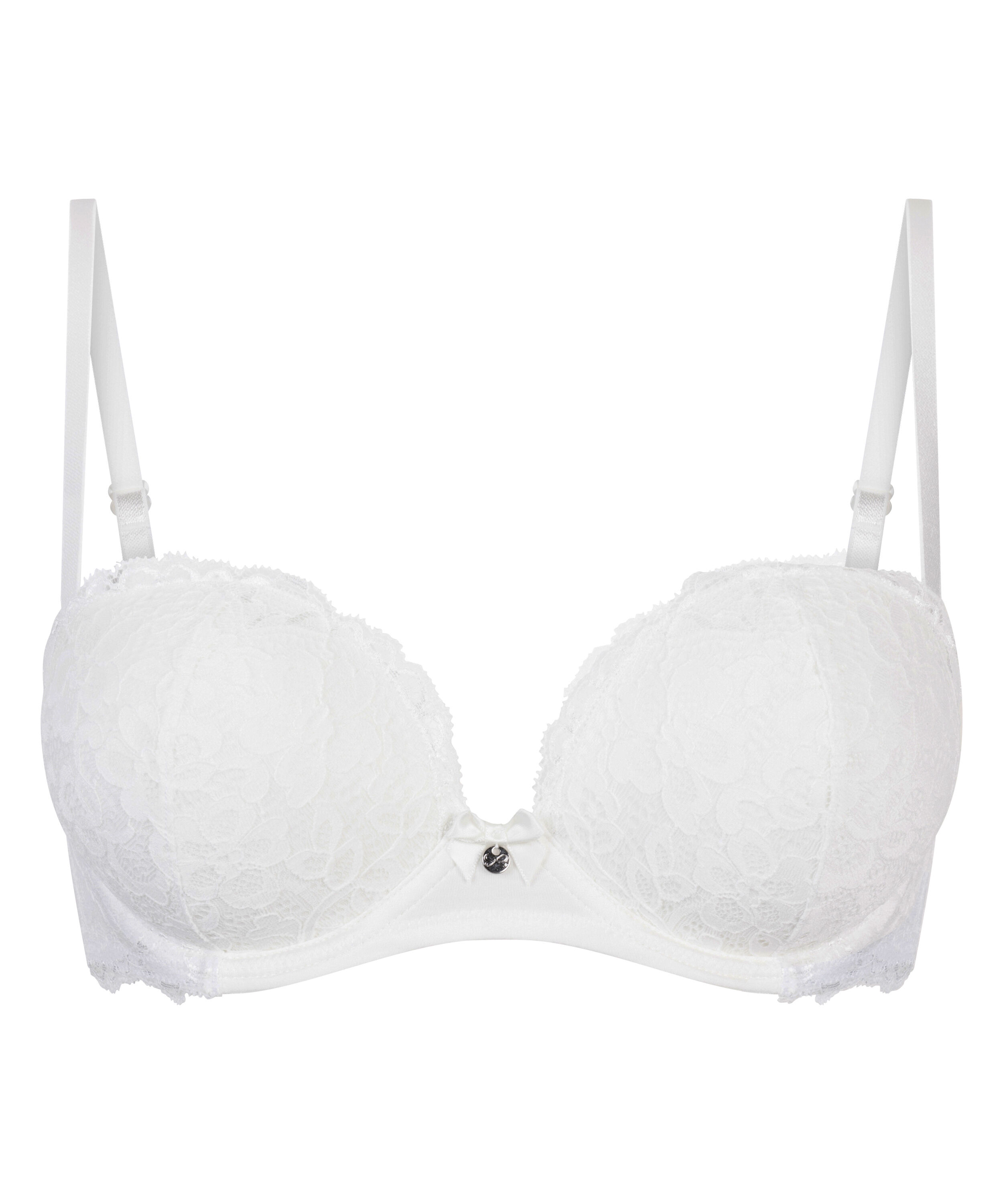 Soutien-gorge maximiseur pr&eacute;form&eacute; sans bretelles Marine, Blanc