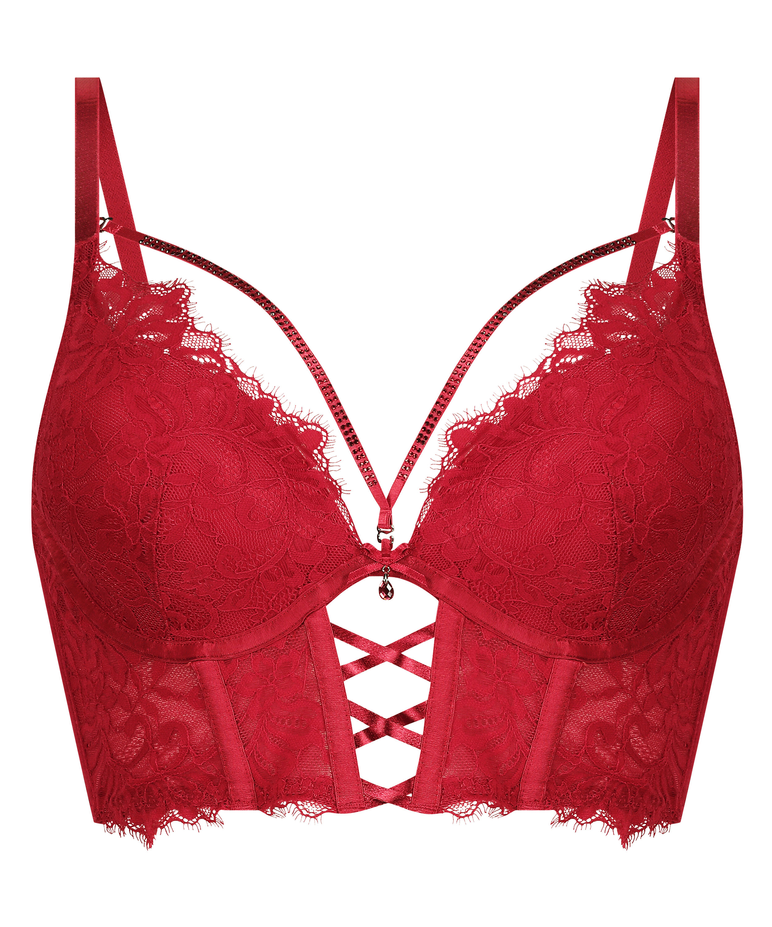 Soutien-gorge &agrave; armatures longline push-up pr&eacute;form&eacute; Charlotta, Rouge