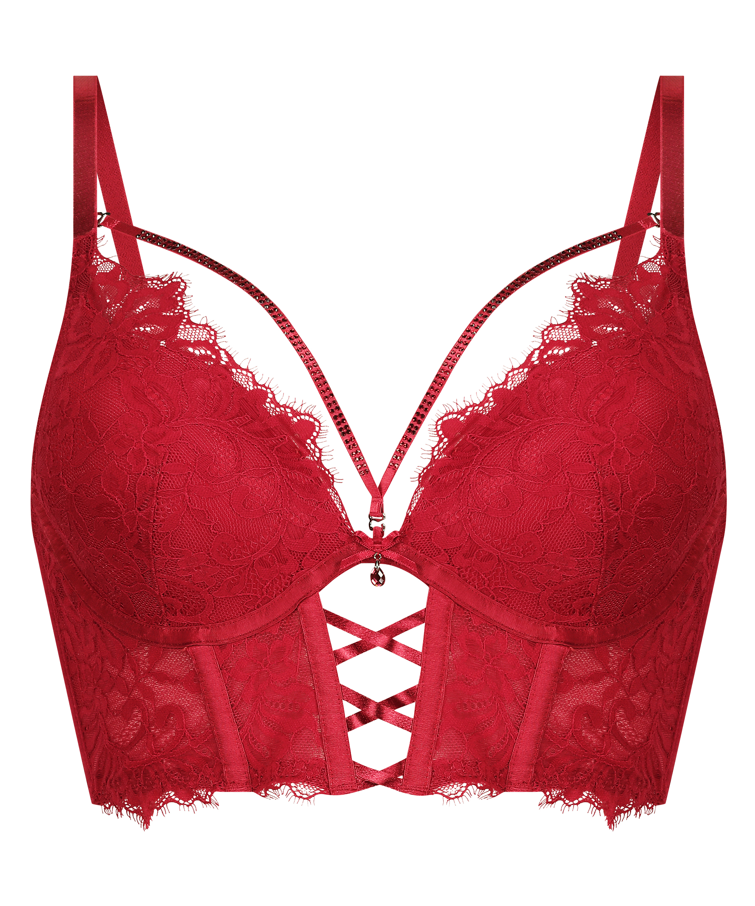 Soutien-gorge à armatures longline push-up préformé Charlotta, Rouge, main