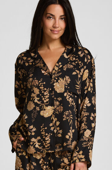 Hunkemöller Pyjama Jasje Woven Print Zwart