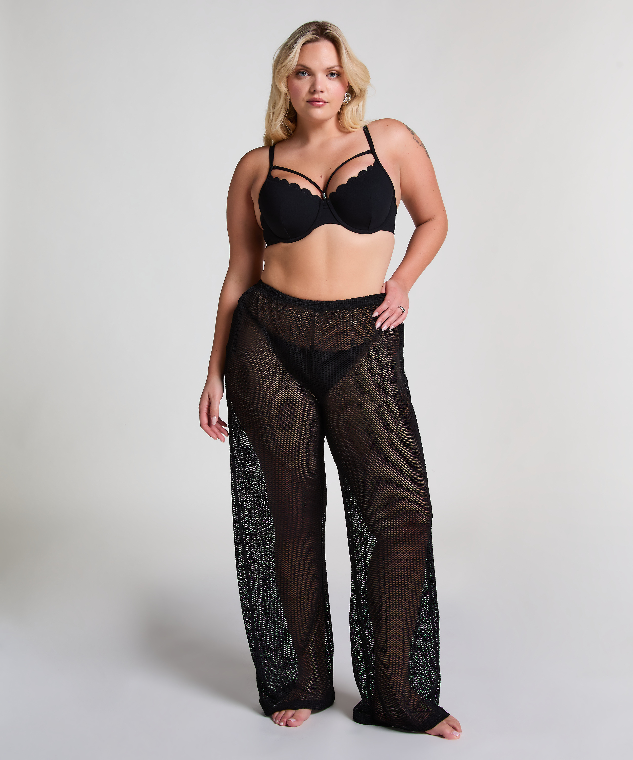 Gebreide Strandbroek, Zwart, main