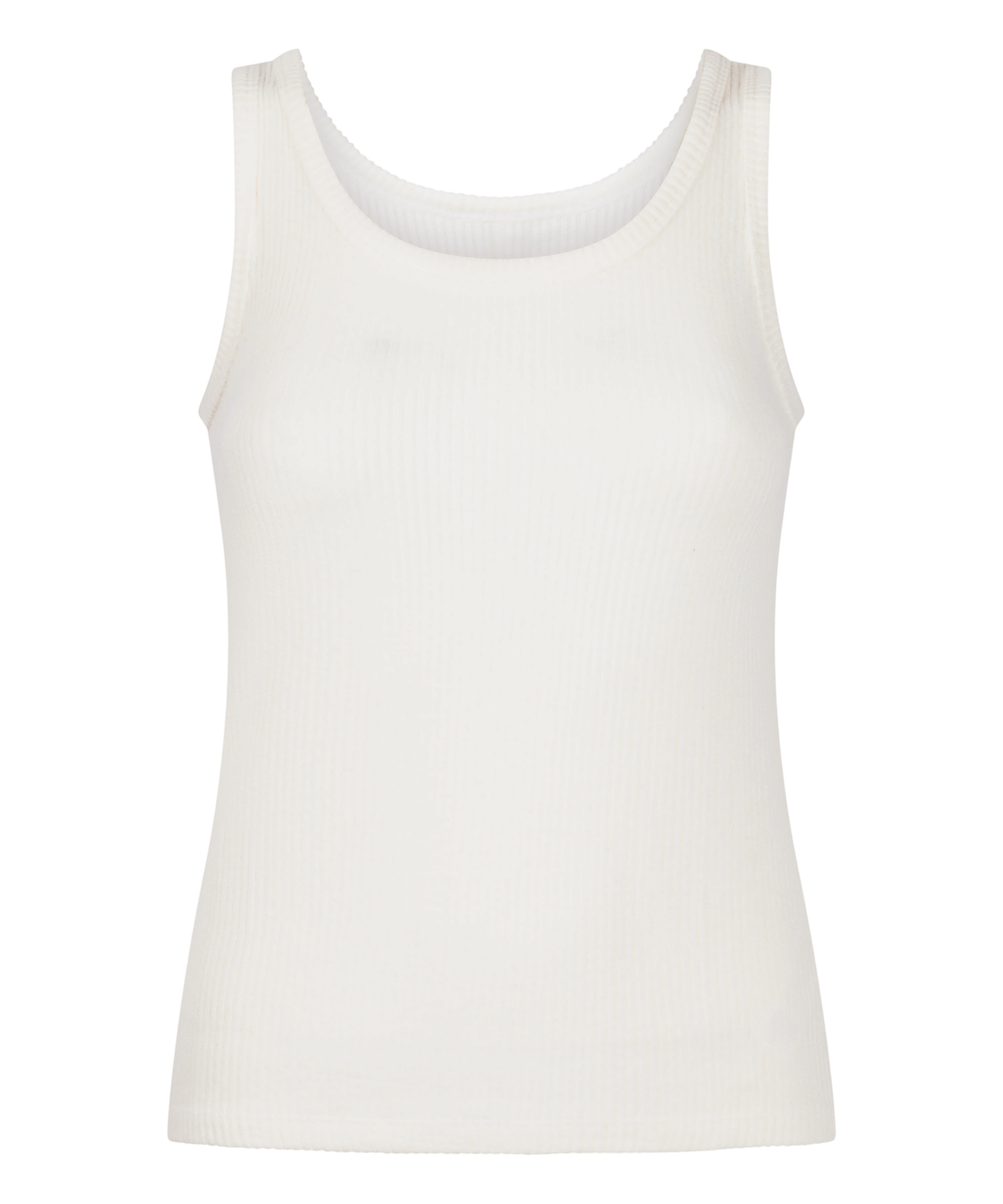 Geribde singlet van geborstelde jersey, Wit, main