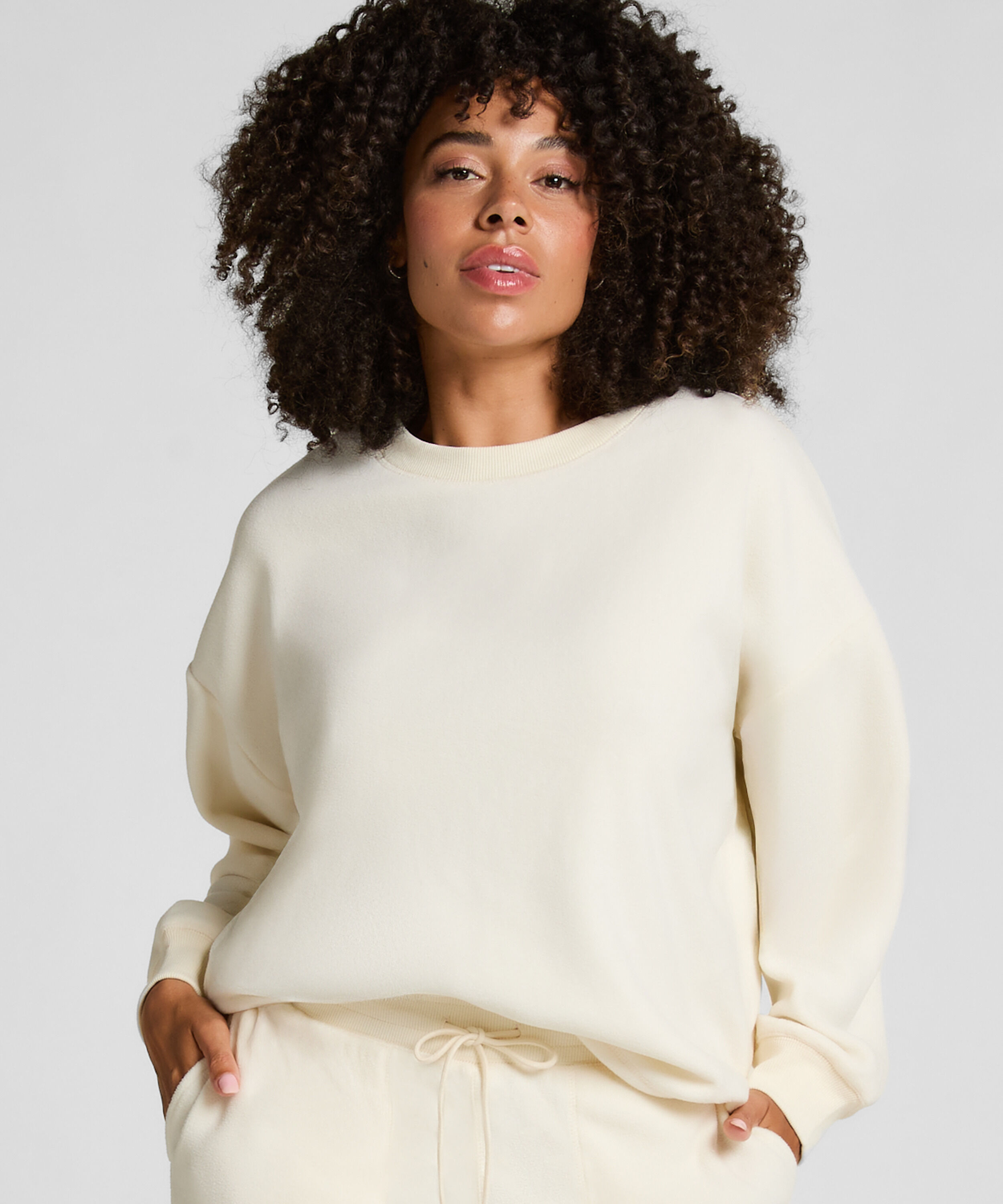 Sportieve fleece top, Wit