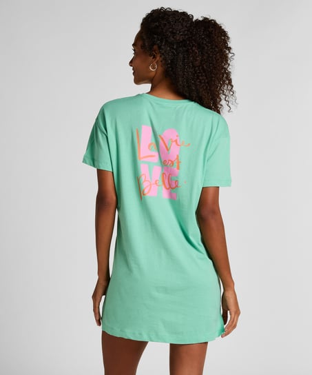 Chemise de nuit col rond, Vert