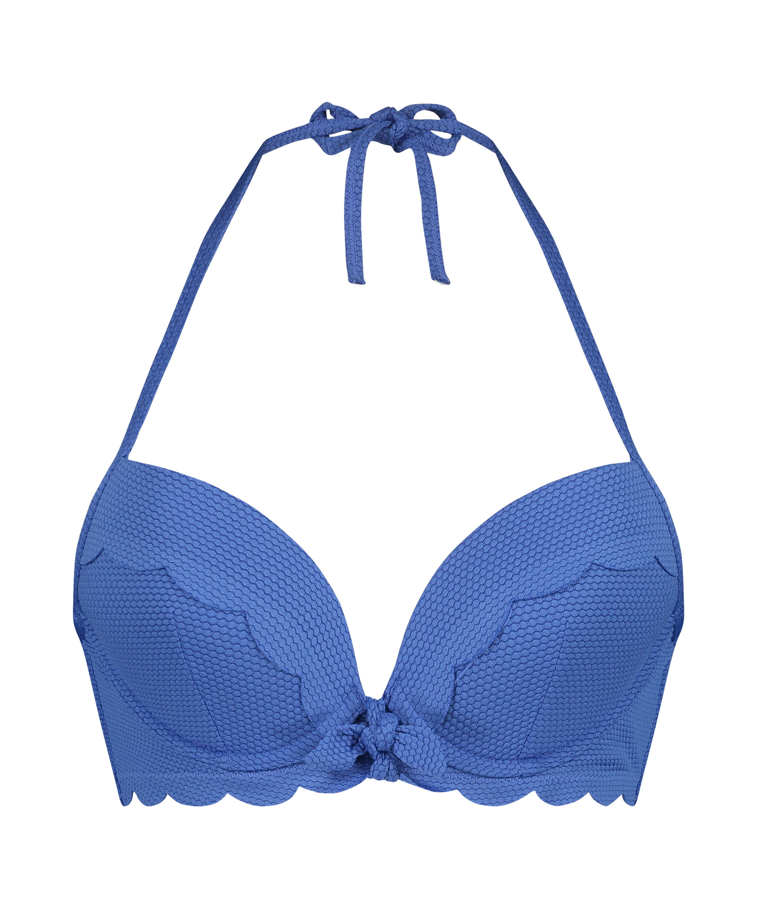 Voorgevormde push-up beugel bikinitop Scallop Cup A - E, Blauw, main