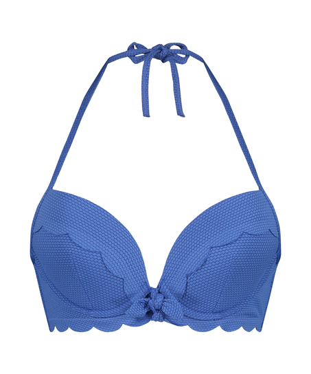 Voorgevormde push-up beugel bikinitop Scallop Cup A - E, Blauw