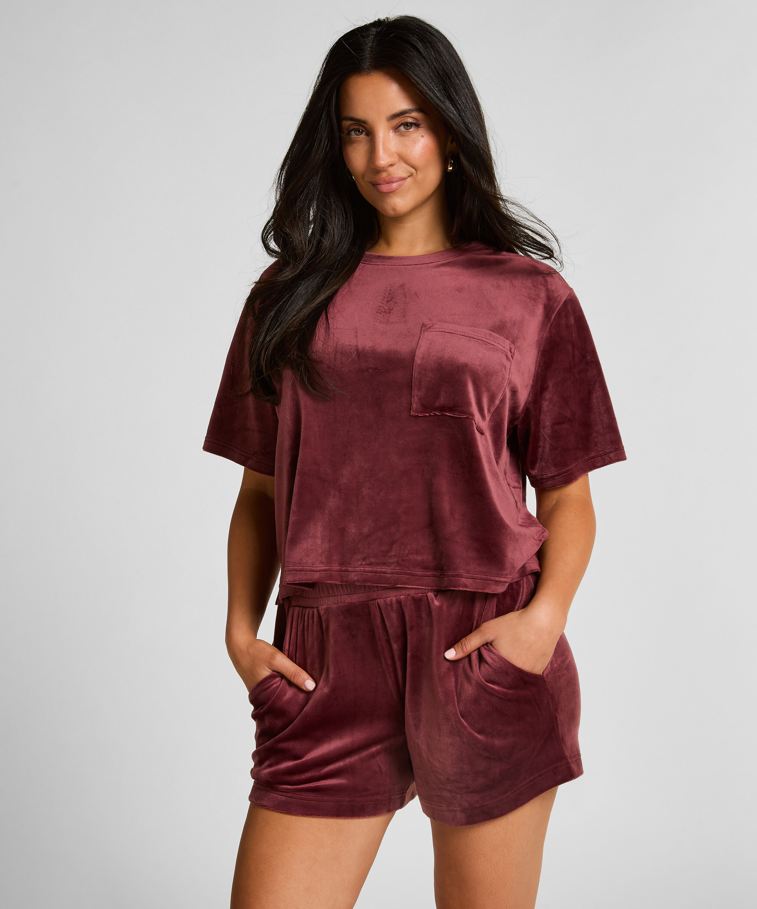 Short Velours Pocket, Rouge