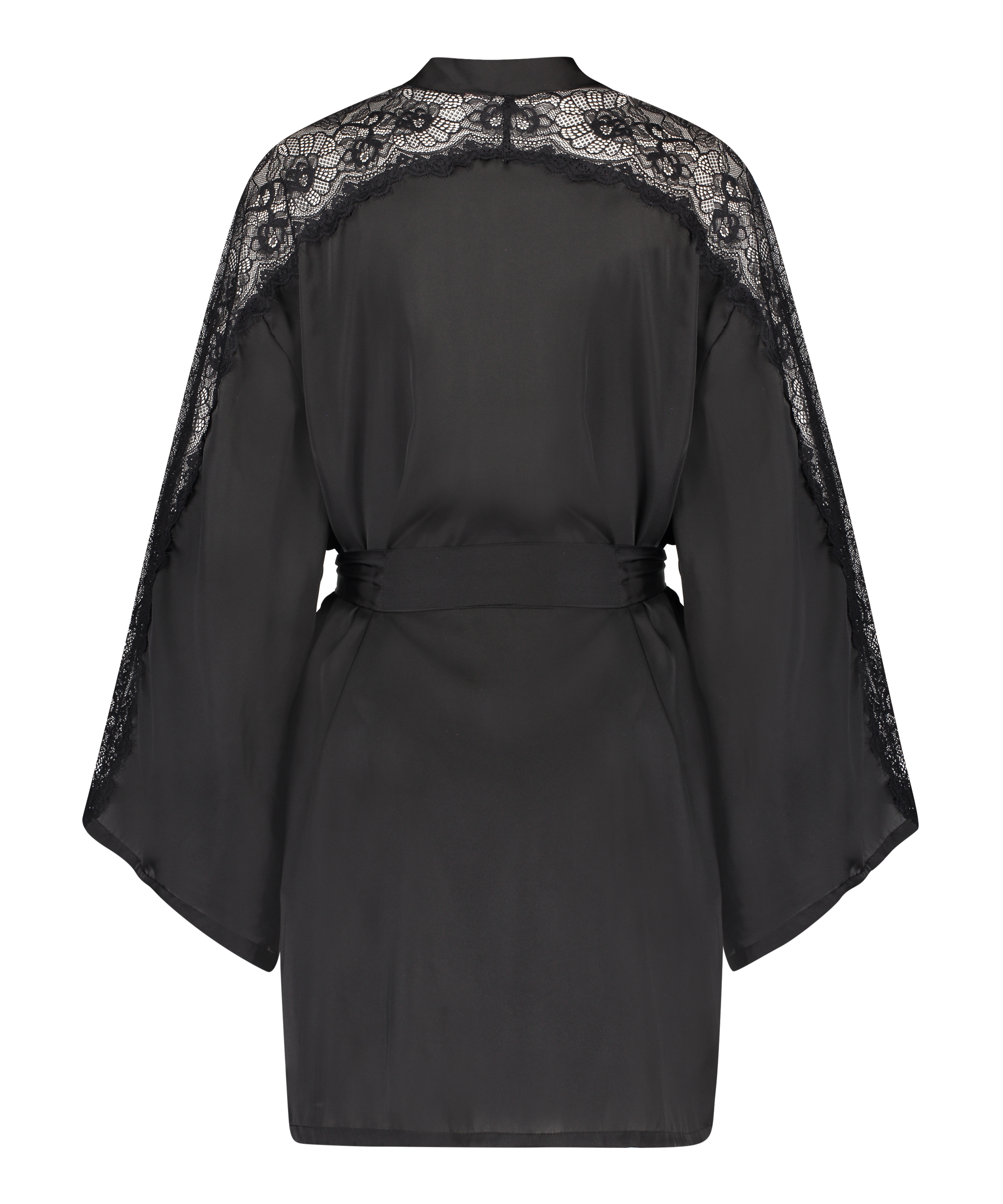 Kimono Satin Lace, Zwart, main