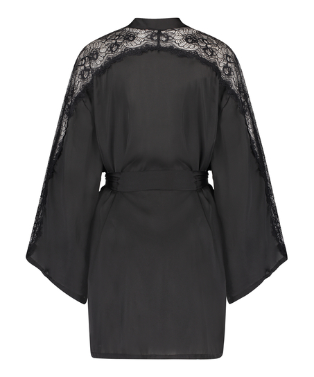 Kimono Satin Lace, Zwart