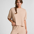 Pyjamashort van geborstelde jersey, Beige