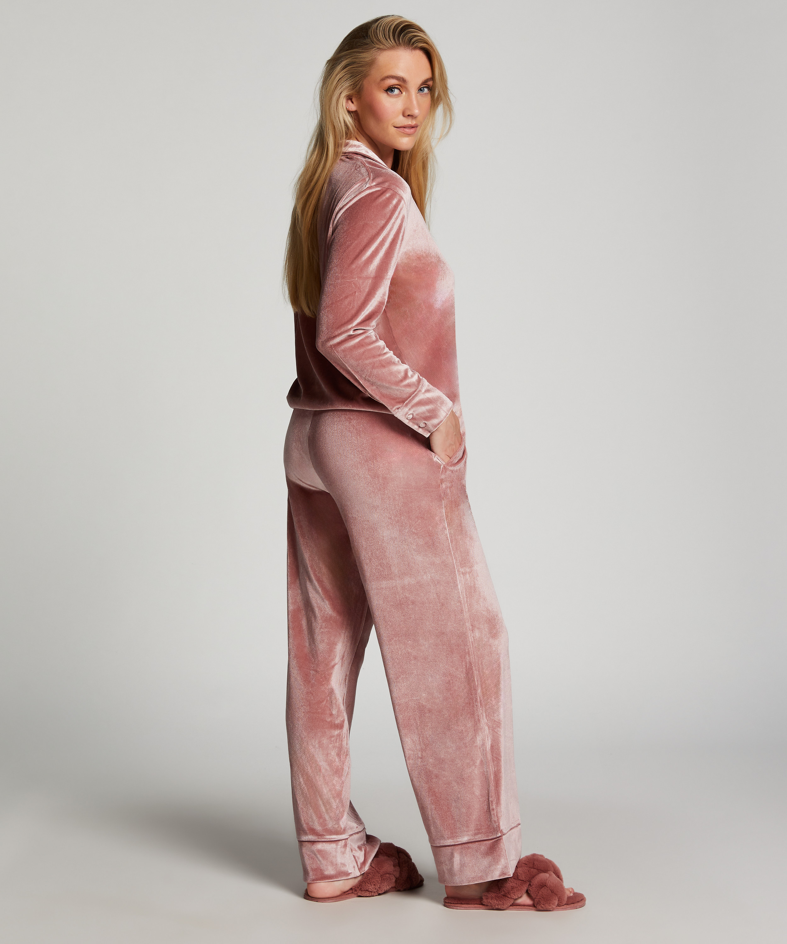 Joggingbroek Velours, Paars, main