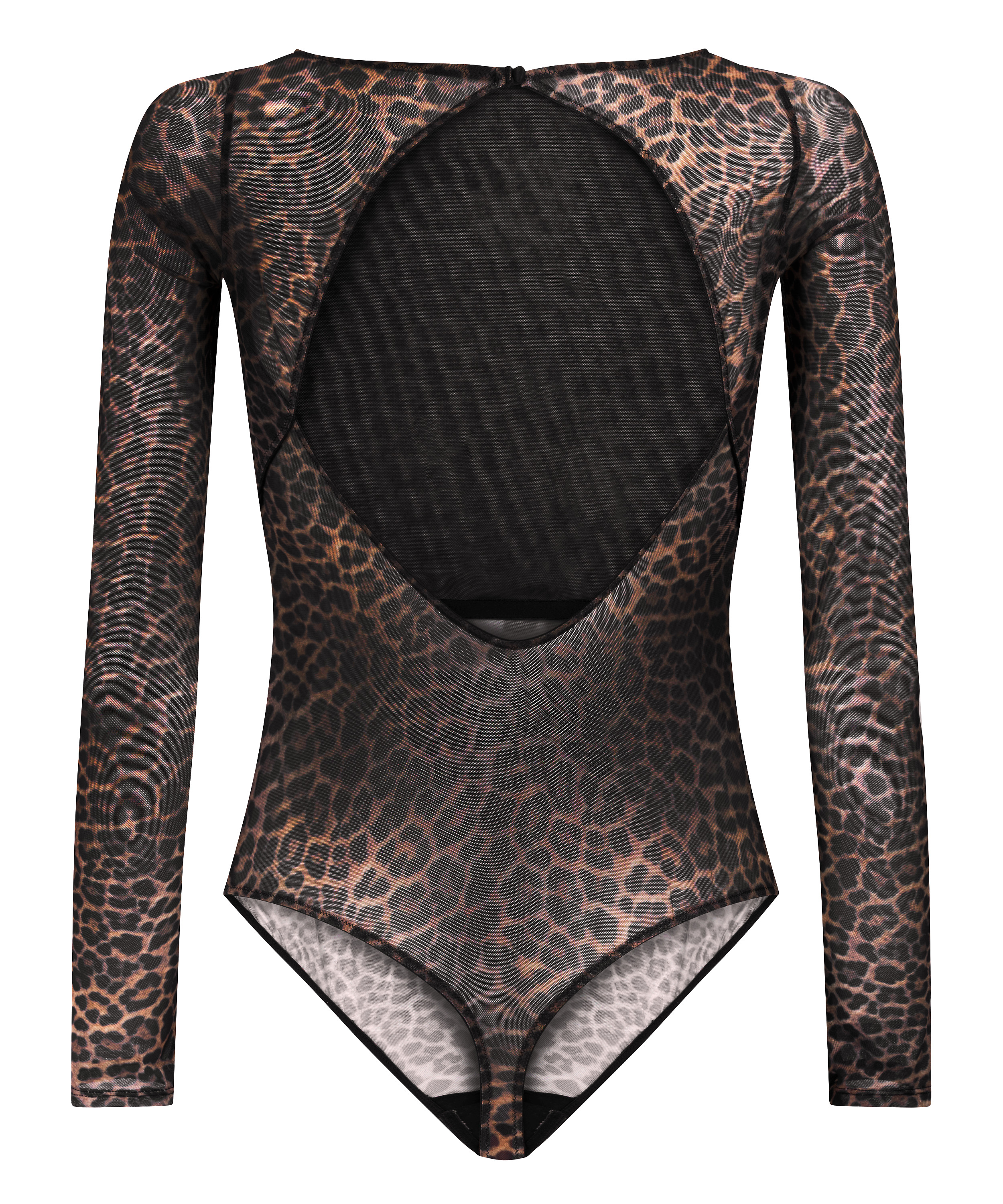 body met lange mouwen Tara Leopard, Zwart, main