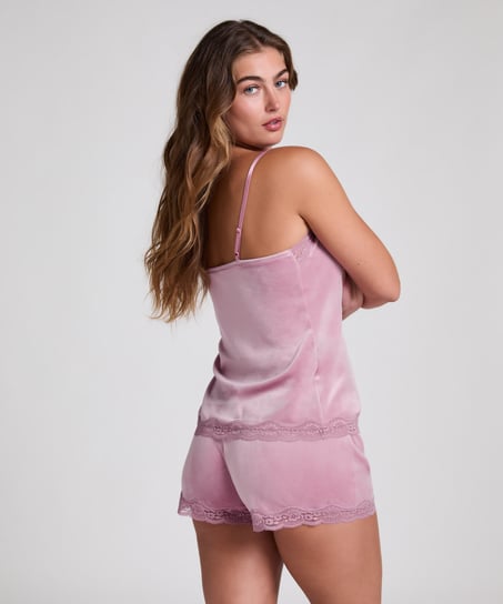 Camisole velours Dentelle, Pourpre