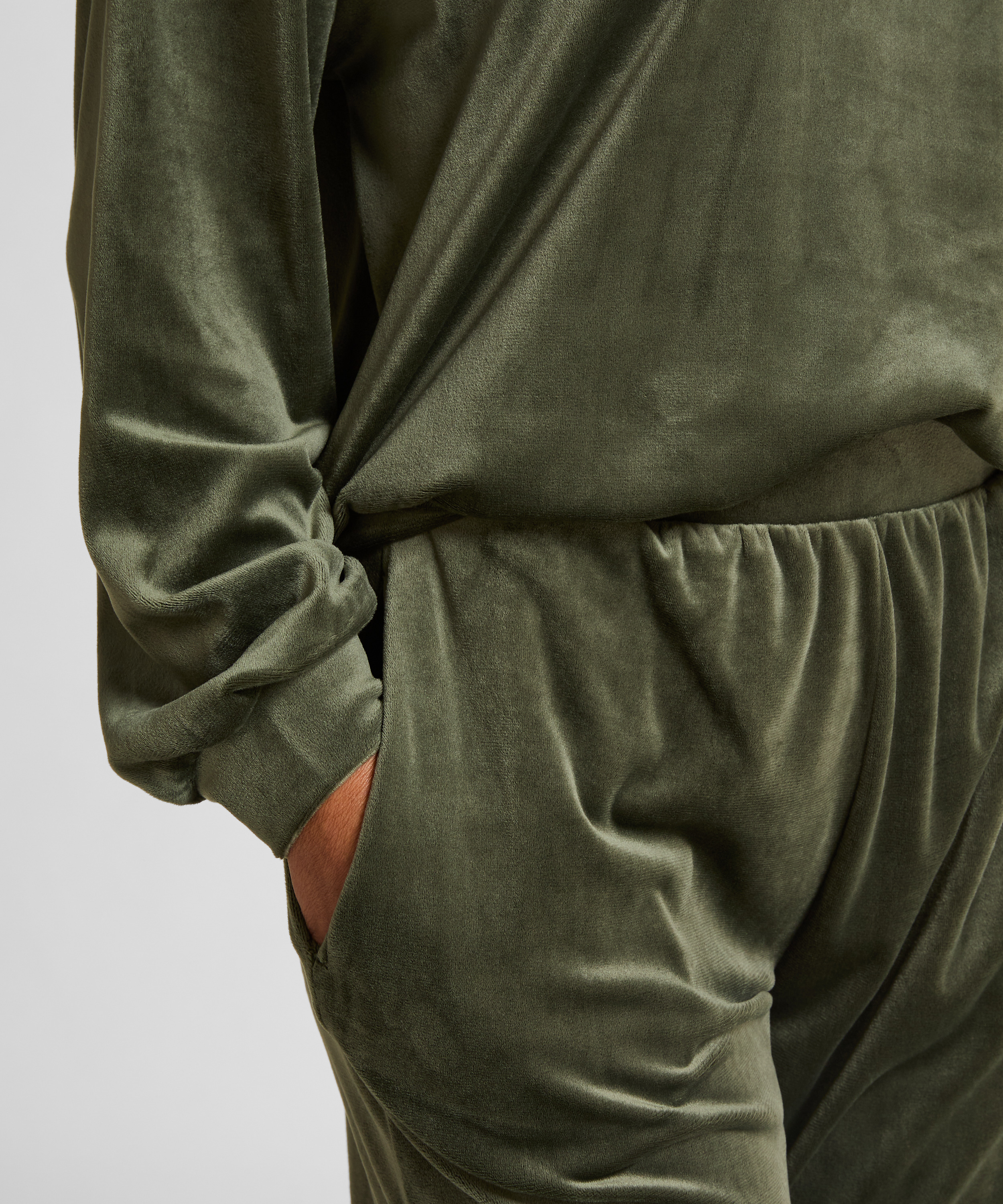 Velours pyjamabroek, Groen, main