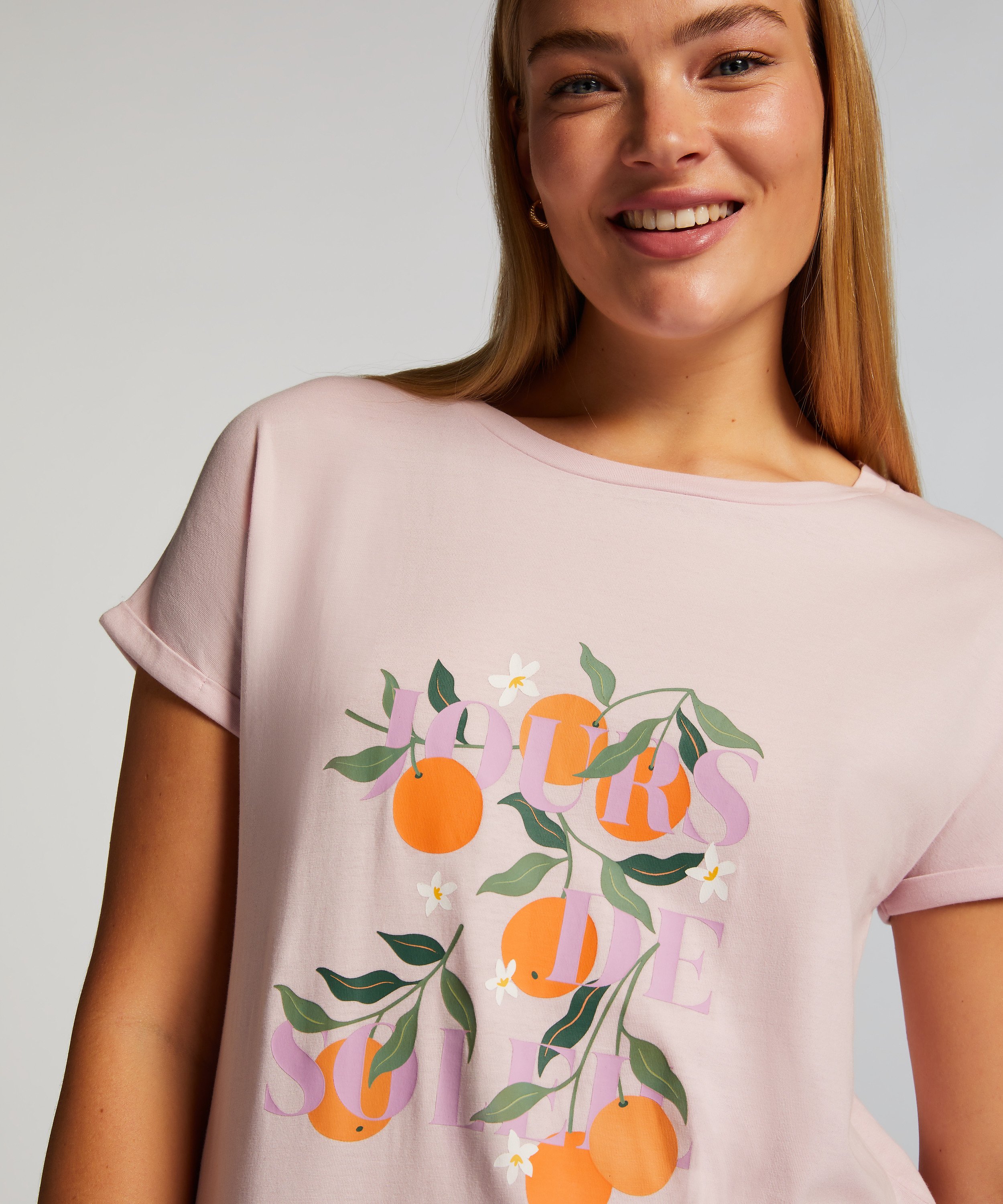 Nachthemd ronde hals, Roze, main