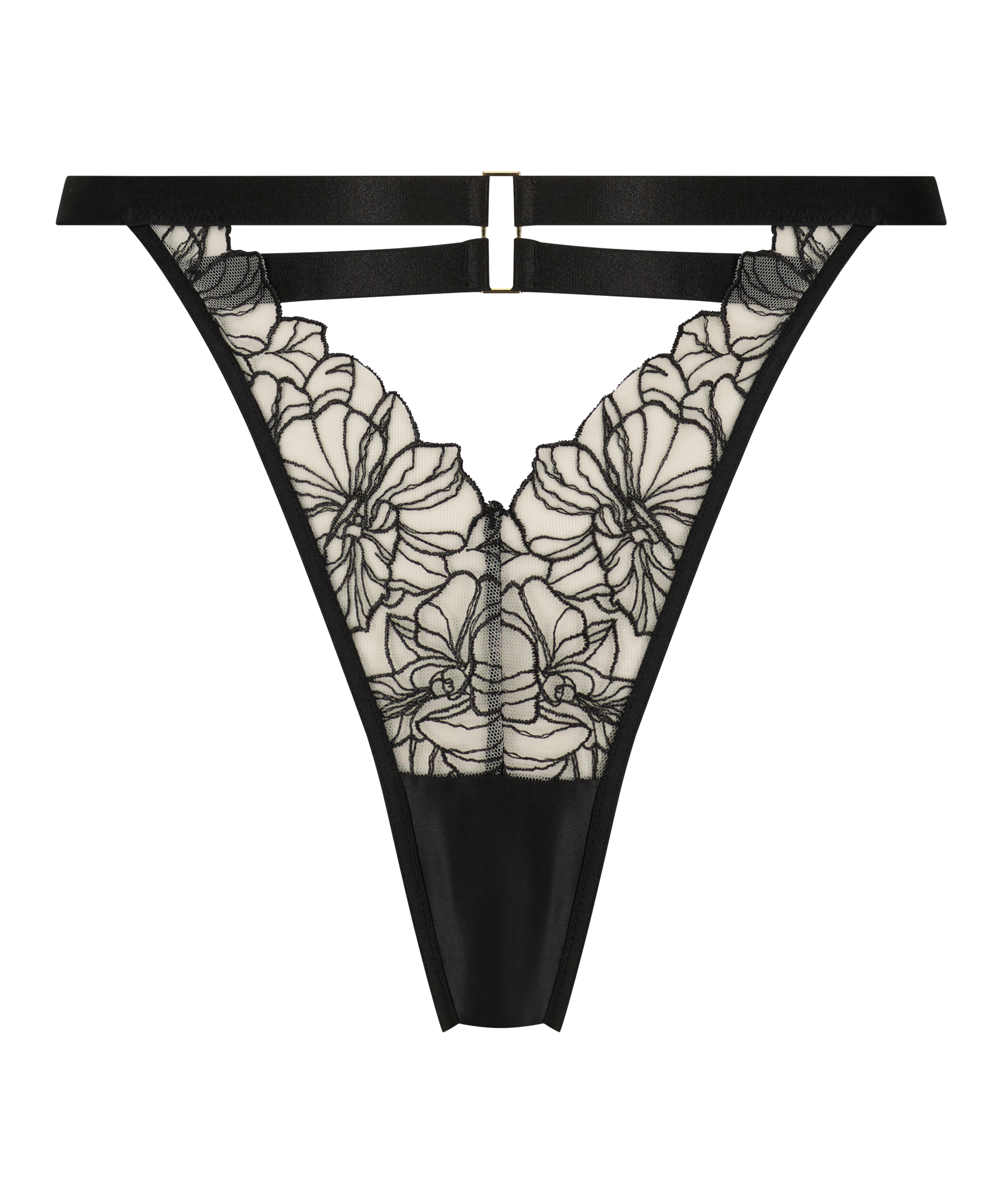 Hoog uitgesneden string Tara, Zwart, main