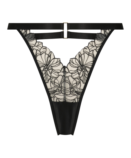 Hoog uitgesneden string Tara, Zwart