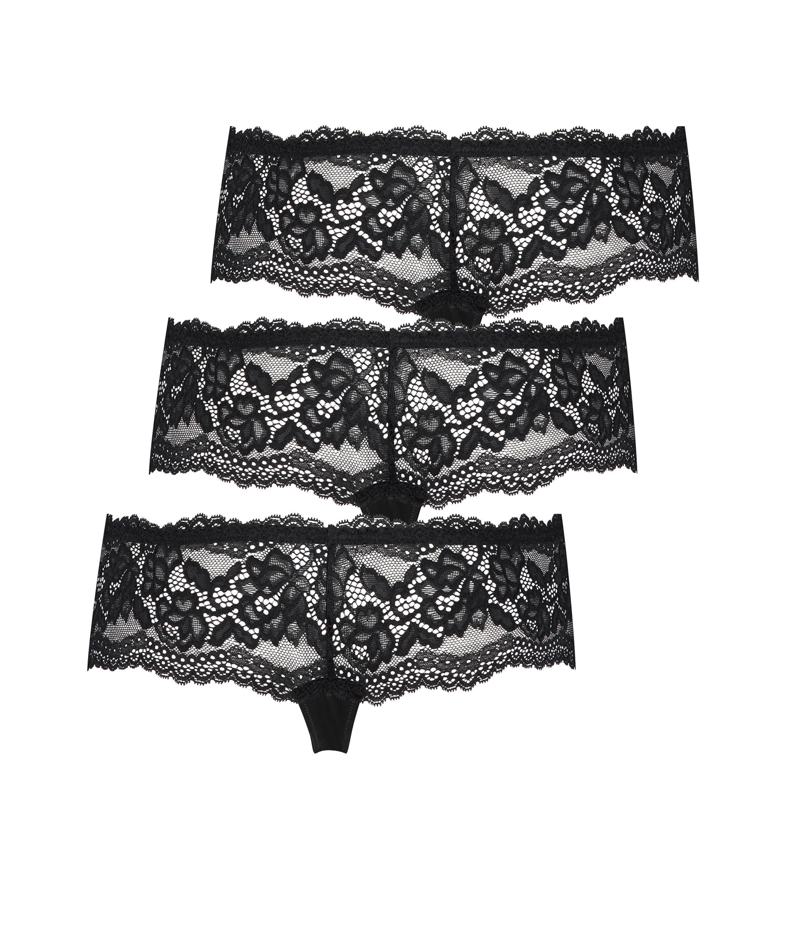 Lot de 3 boxers string Florence, Noir, main
