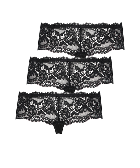Lot de 3 boxers string Florence, Noir