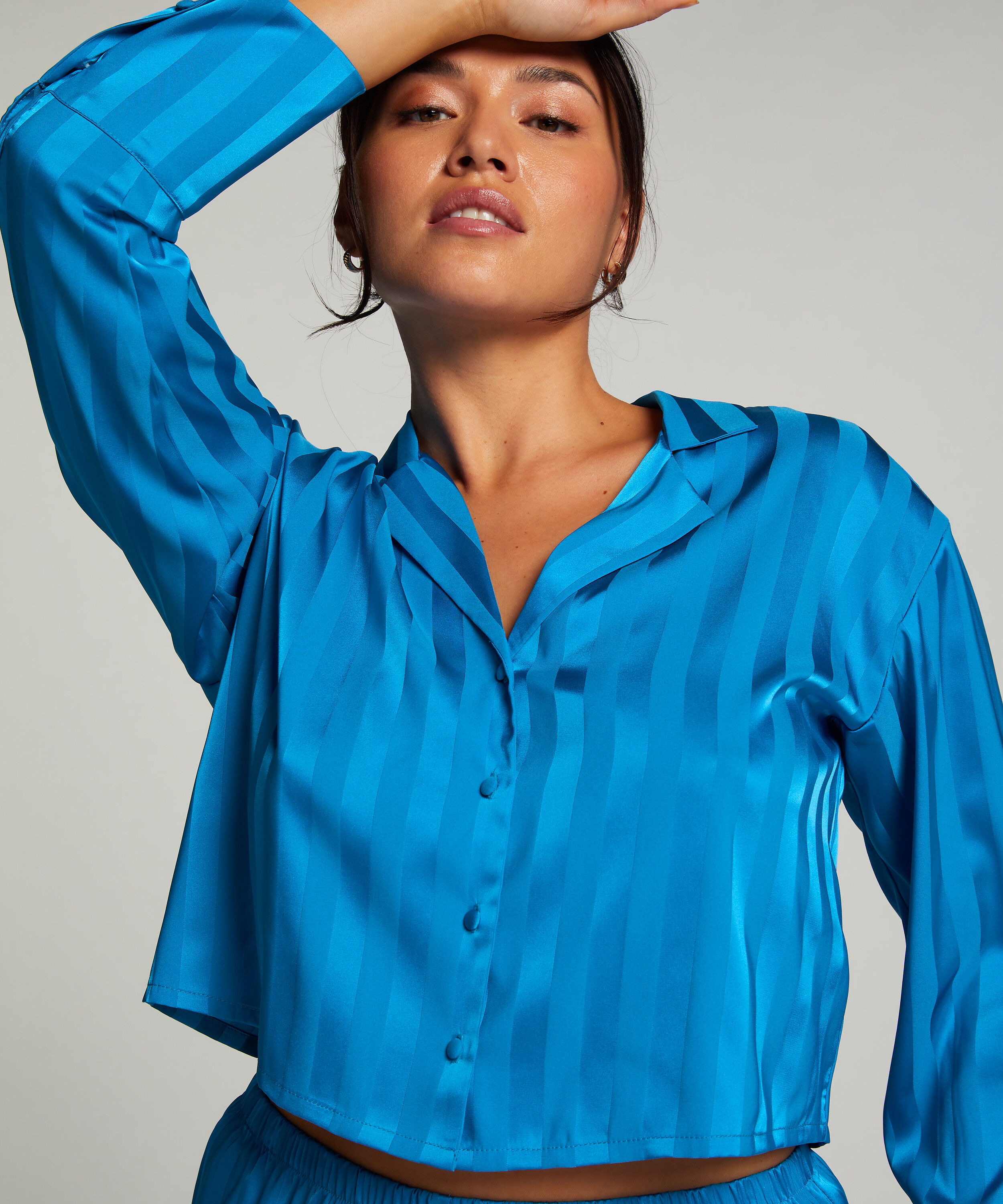 Veste &agrave; manches longues Satin, Bleu