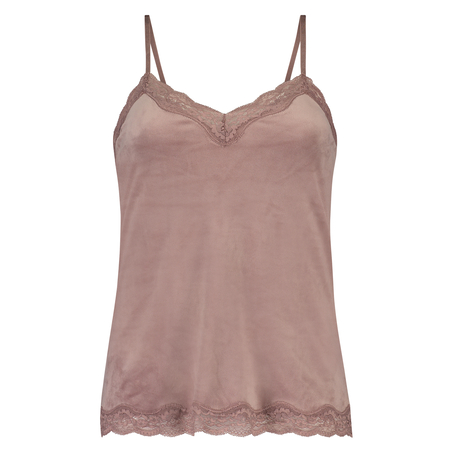 Camisole velours Dentelle, Rose
