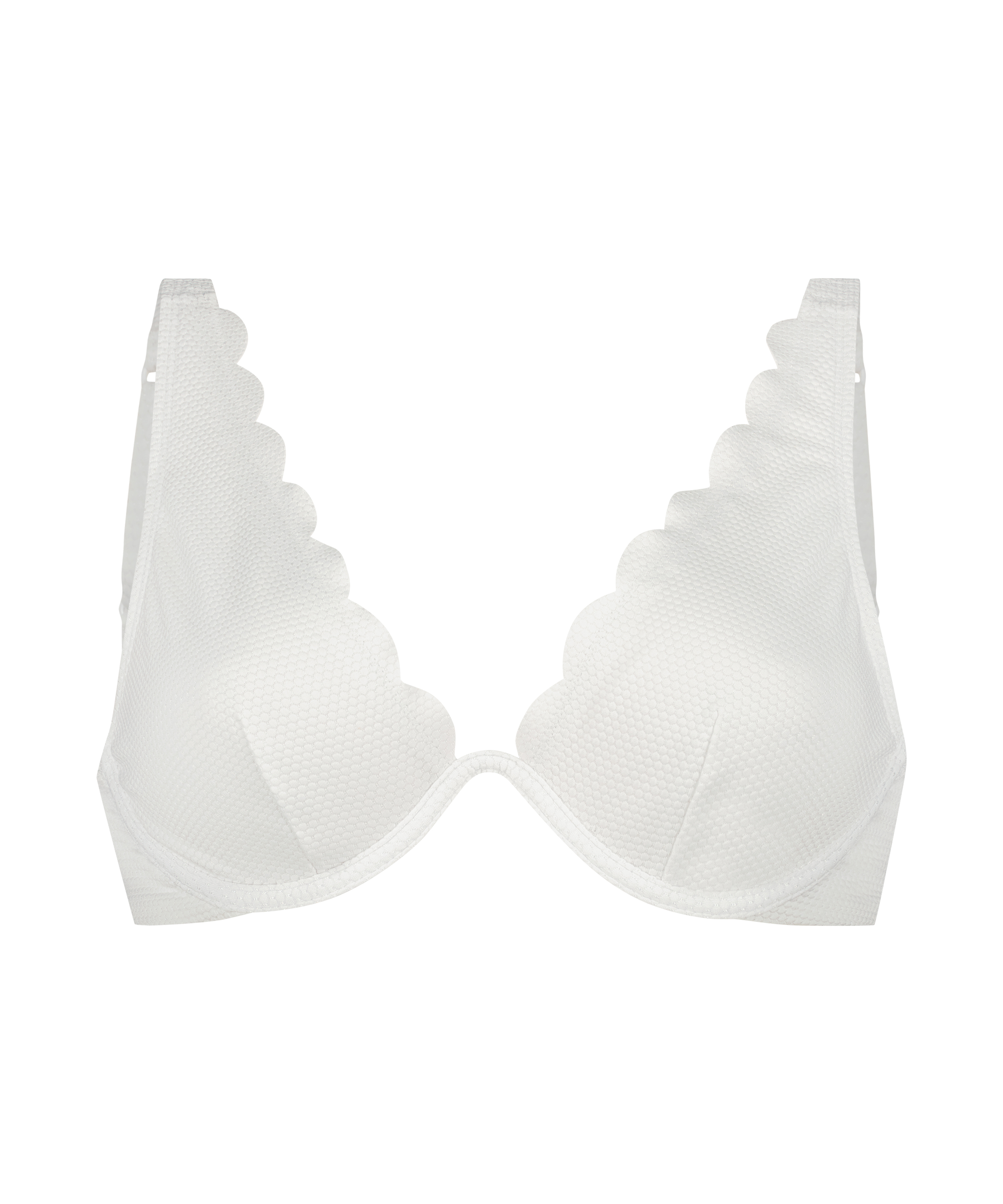 Haut de bikini &agrave; armatures non rembourr&eacute; Scallop, Blanc, main