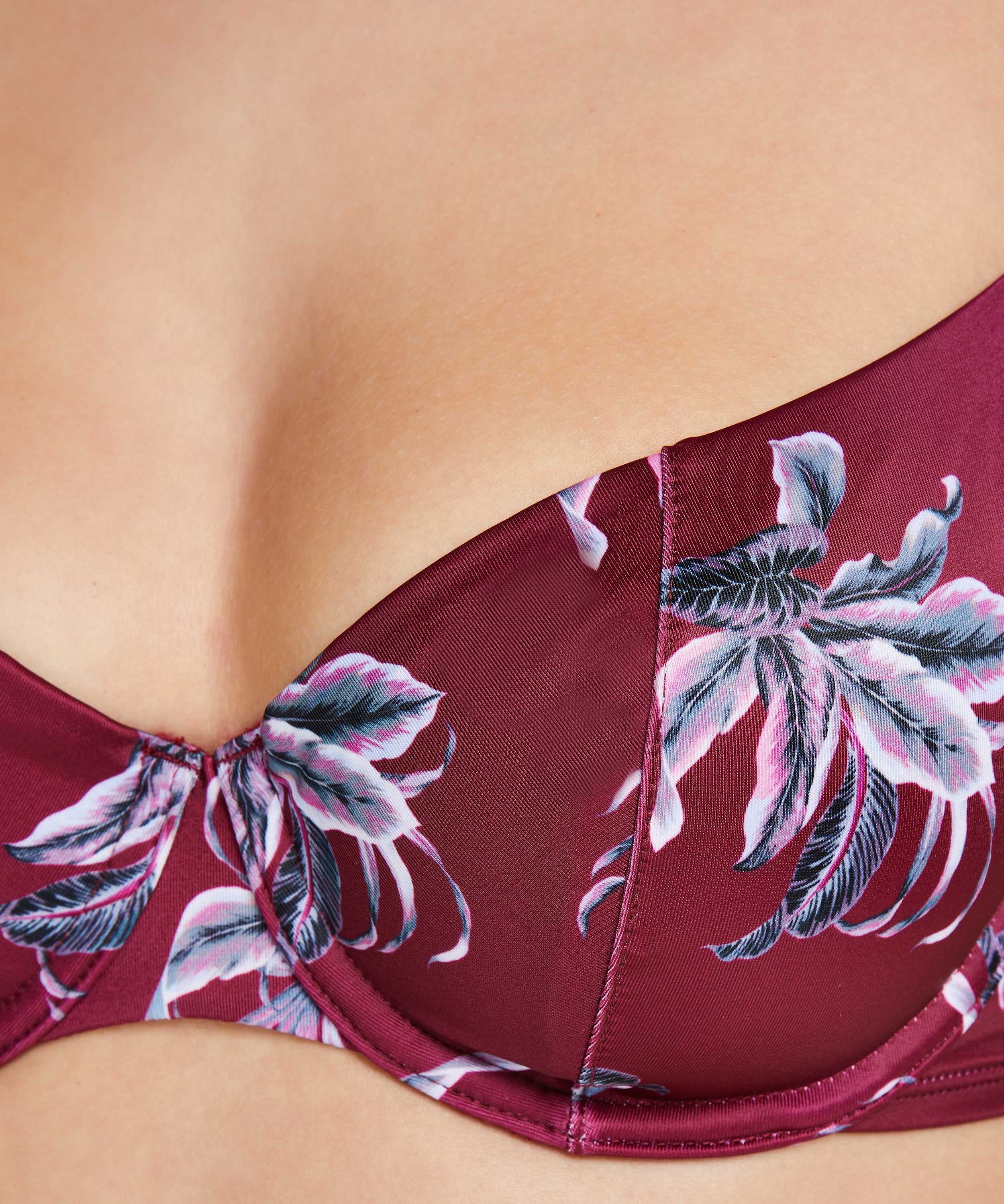 Niet-voorgevormde beugel bikinitop Tropic glam, Rood, main