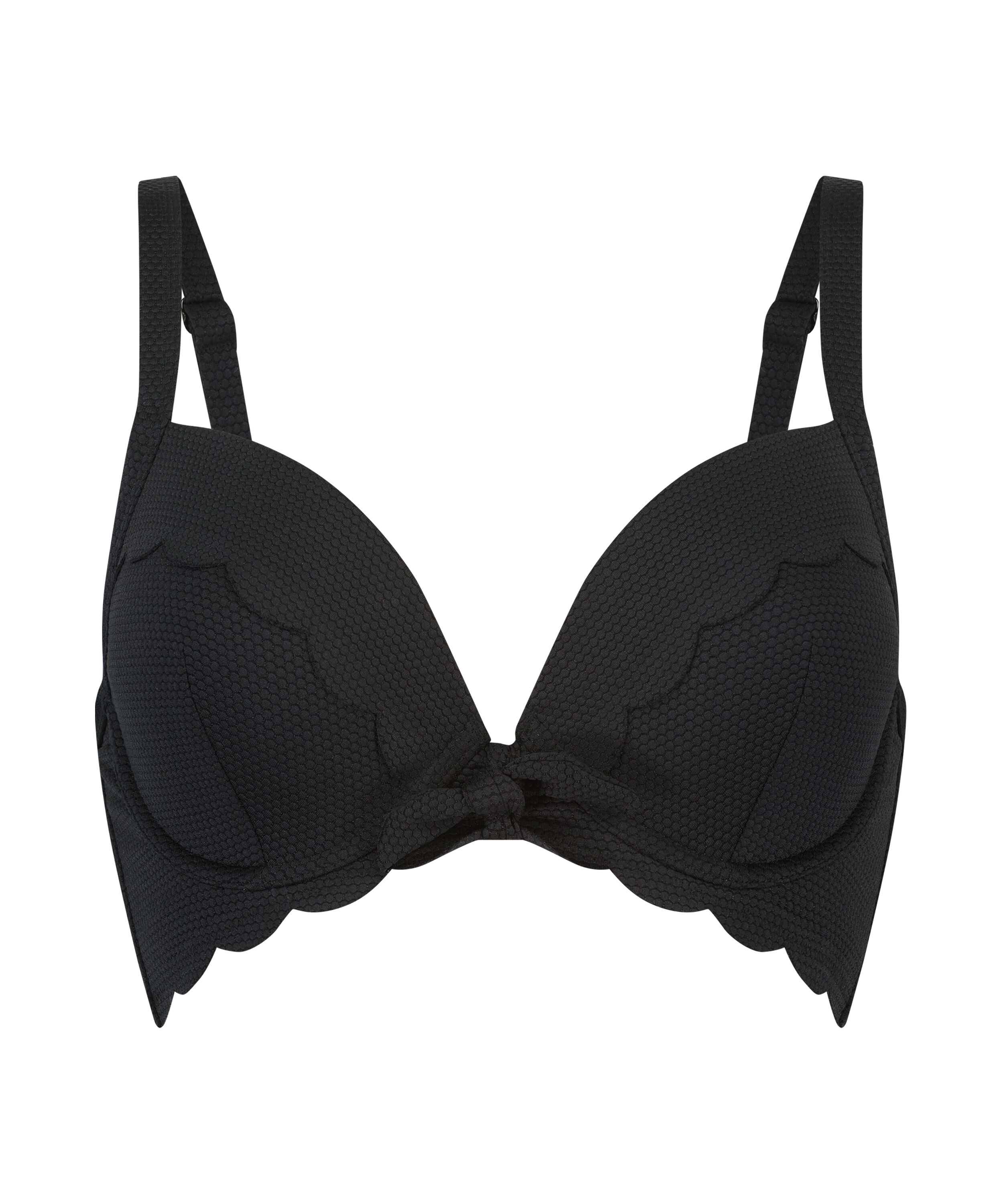 Haut de bikini pr&eacute;form&eacute; &agrave; armatures Scallop, Noir