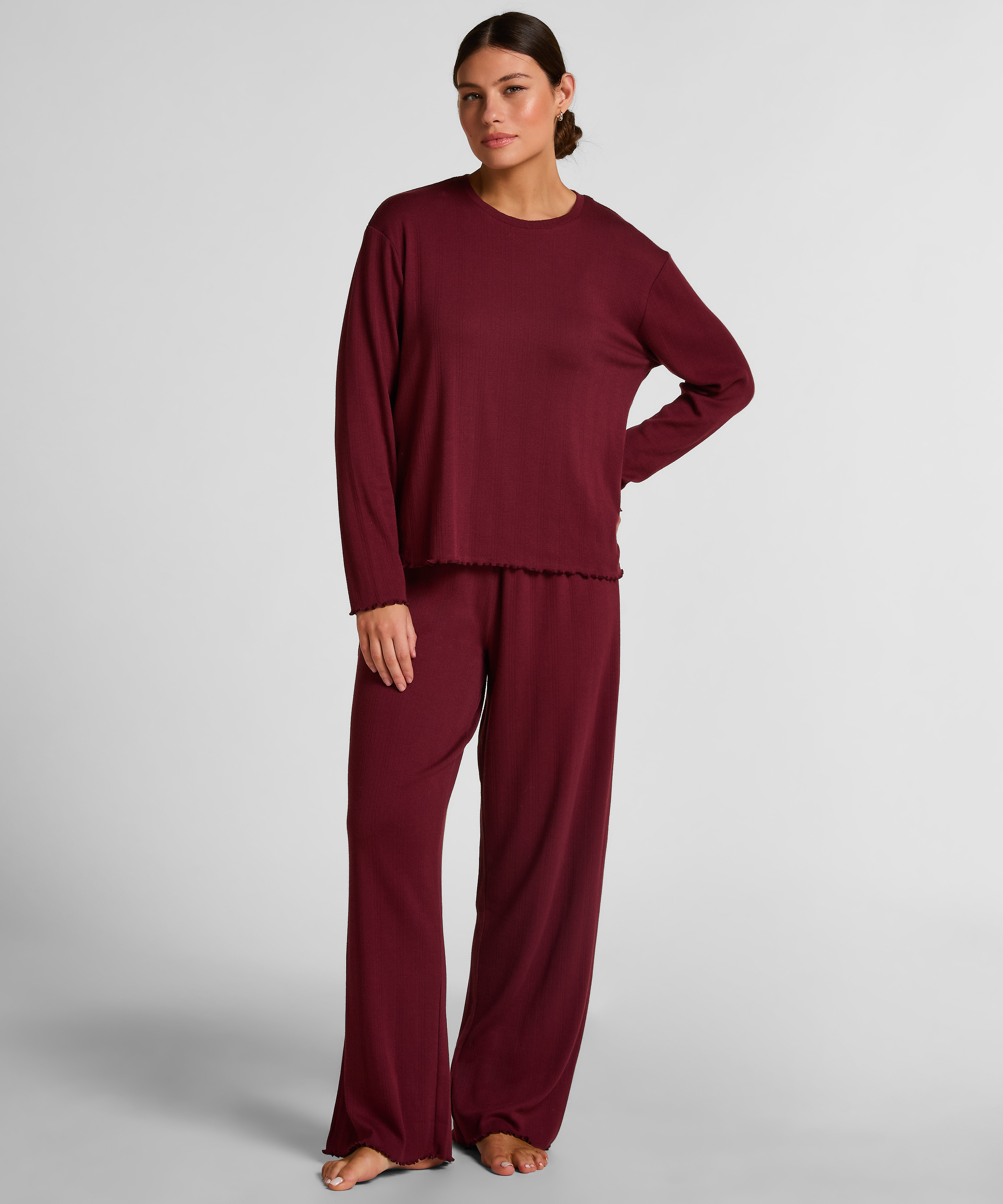 Pyjama Pant Loose Pointelle, Rouge, main