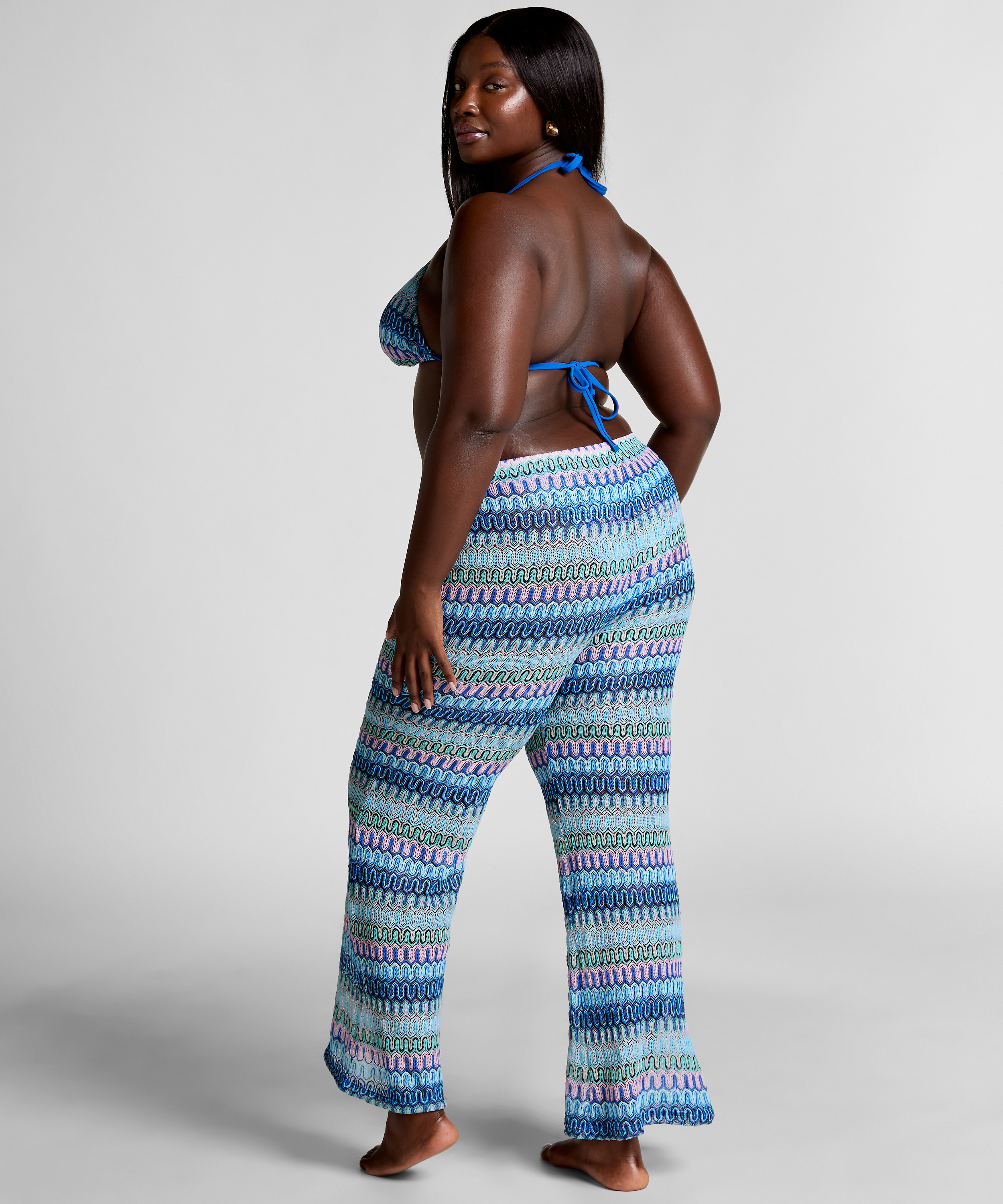 Pantalon en crochet Cali, Bleu, main