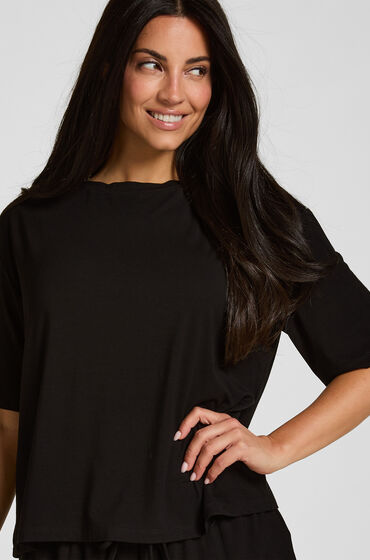 Hunkemöller Pyjama Top Jersey Korte Mouw Zwart